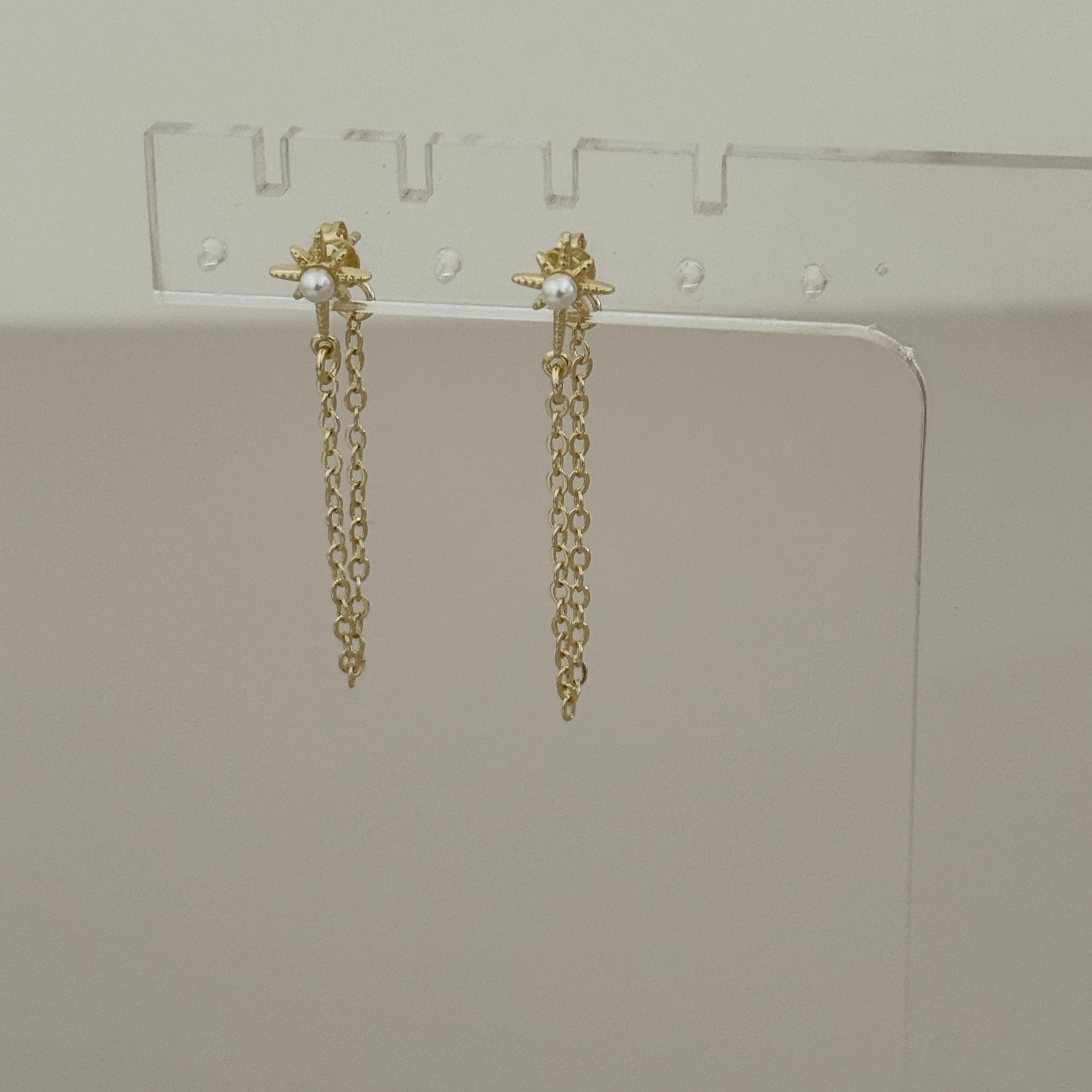 Sun Pearl Chain Earrings