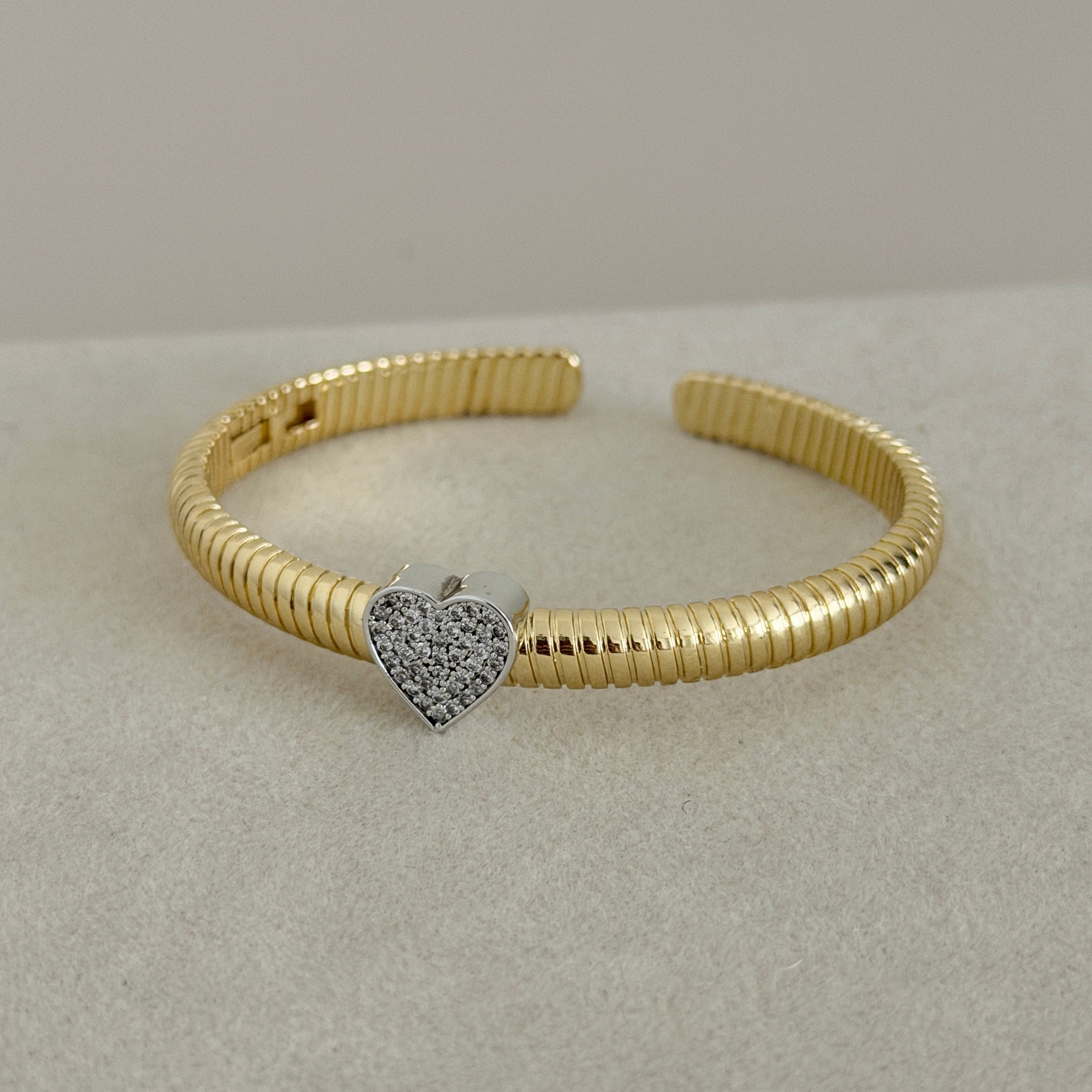 Golden Heart Cuff Bracelet