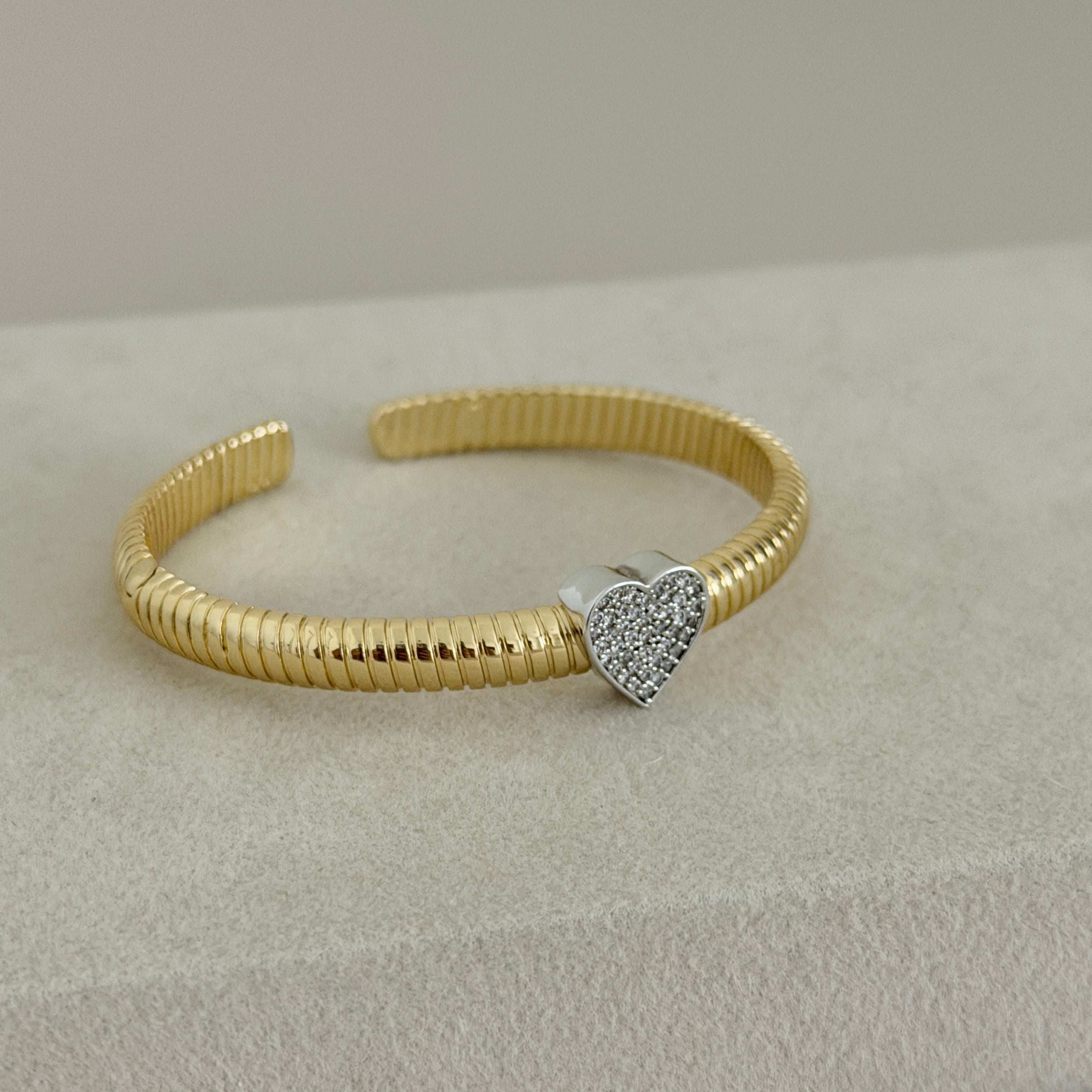 Golden Heart Cuff Bracelet