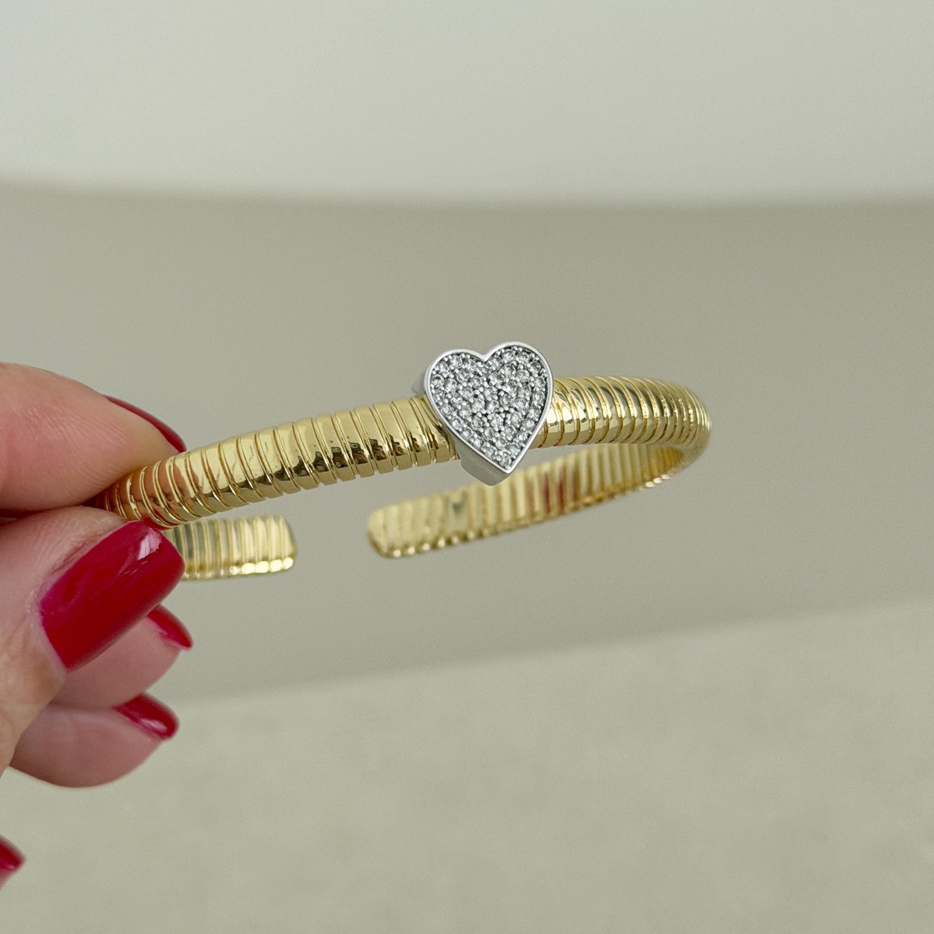 Golden Heart Cuff Bracelet