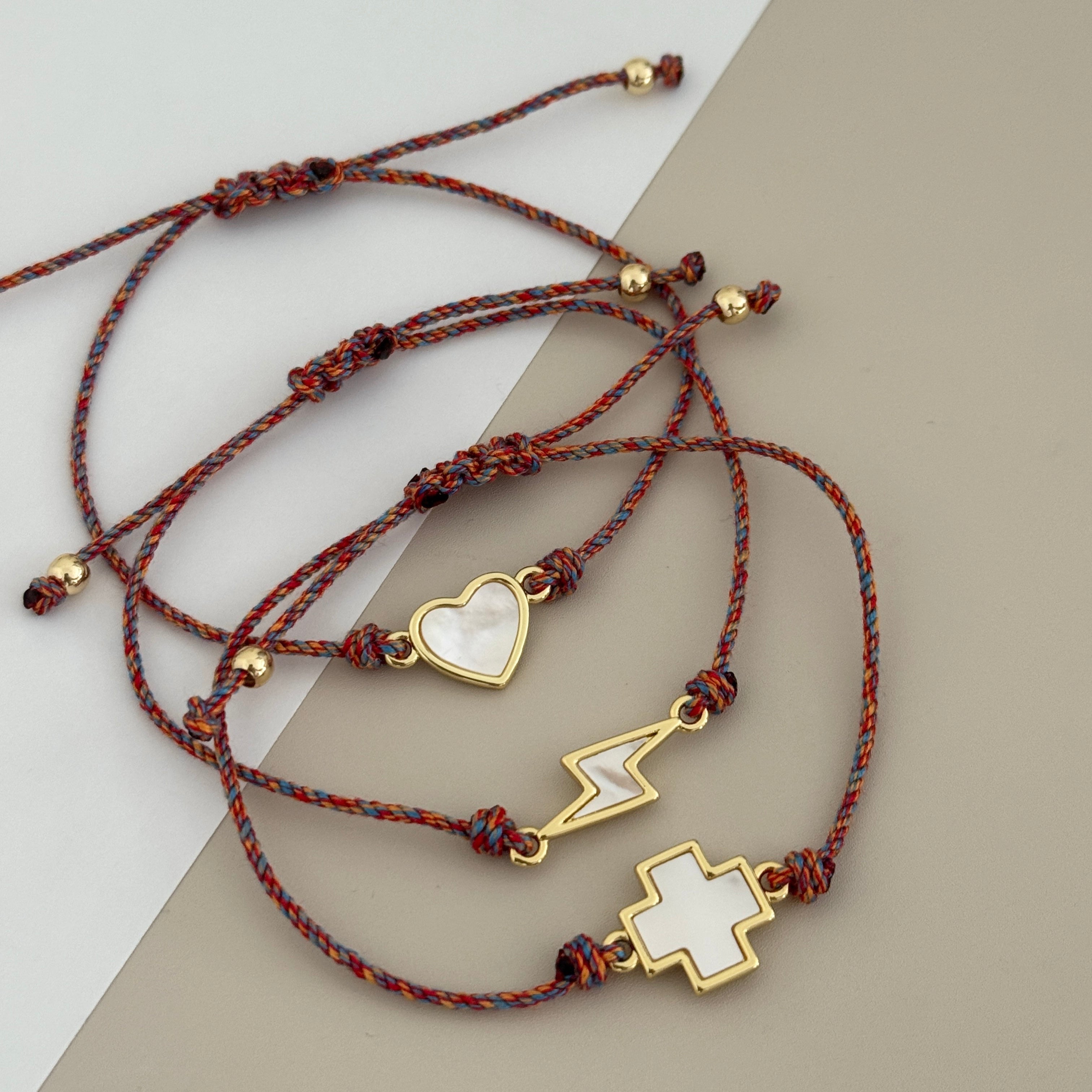 Cord Bracelet with Mother of Pearl Charms