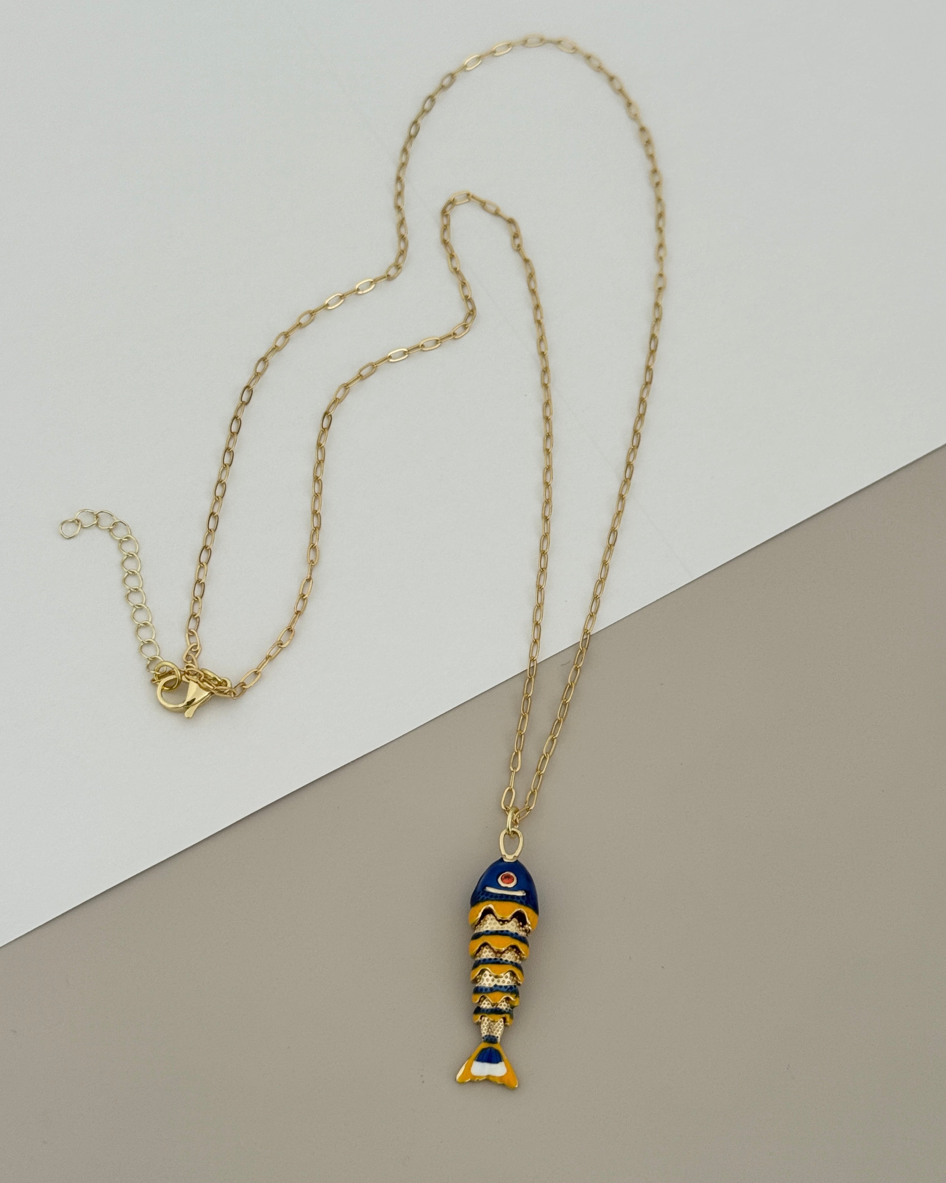 Golden Articulated Fish Necklace