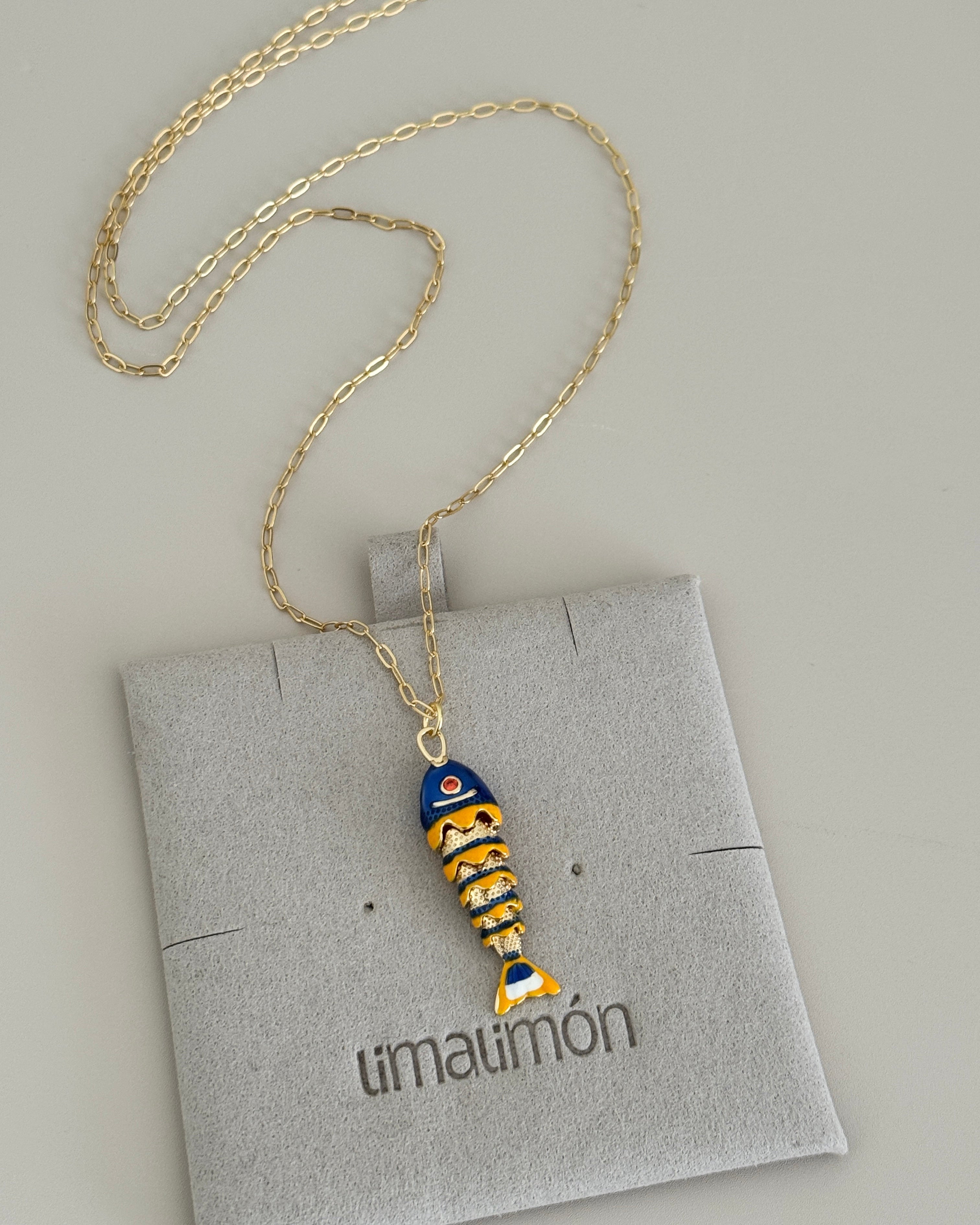 Golden Articulated Fish Necklace