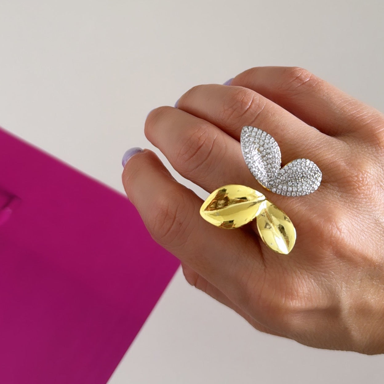 Two Tone Butterfly Ring