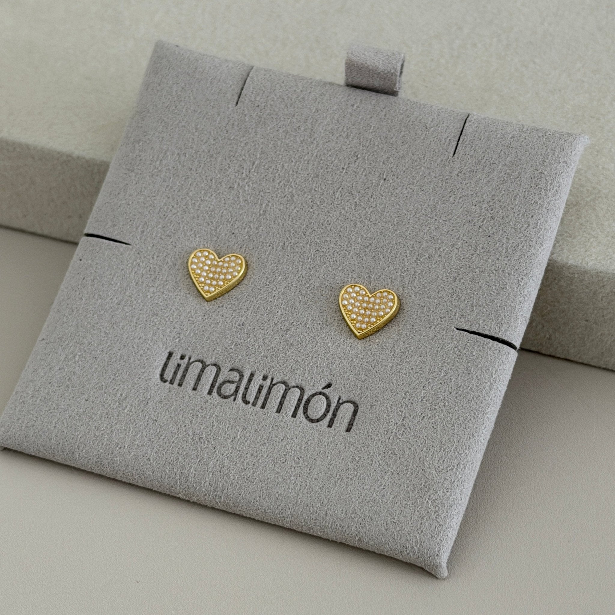 Amore Pavé Heart Stud Earrings - Earring | LimaLimón Store - 2