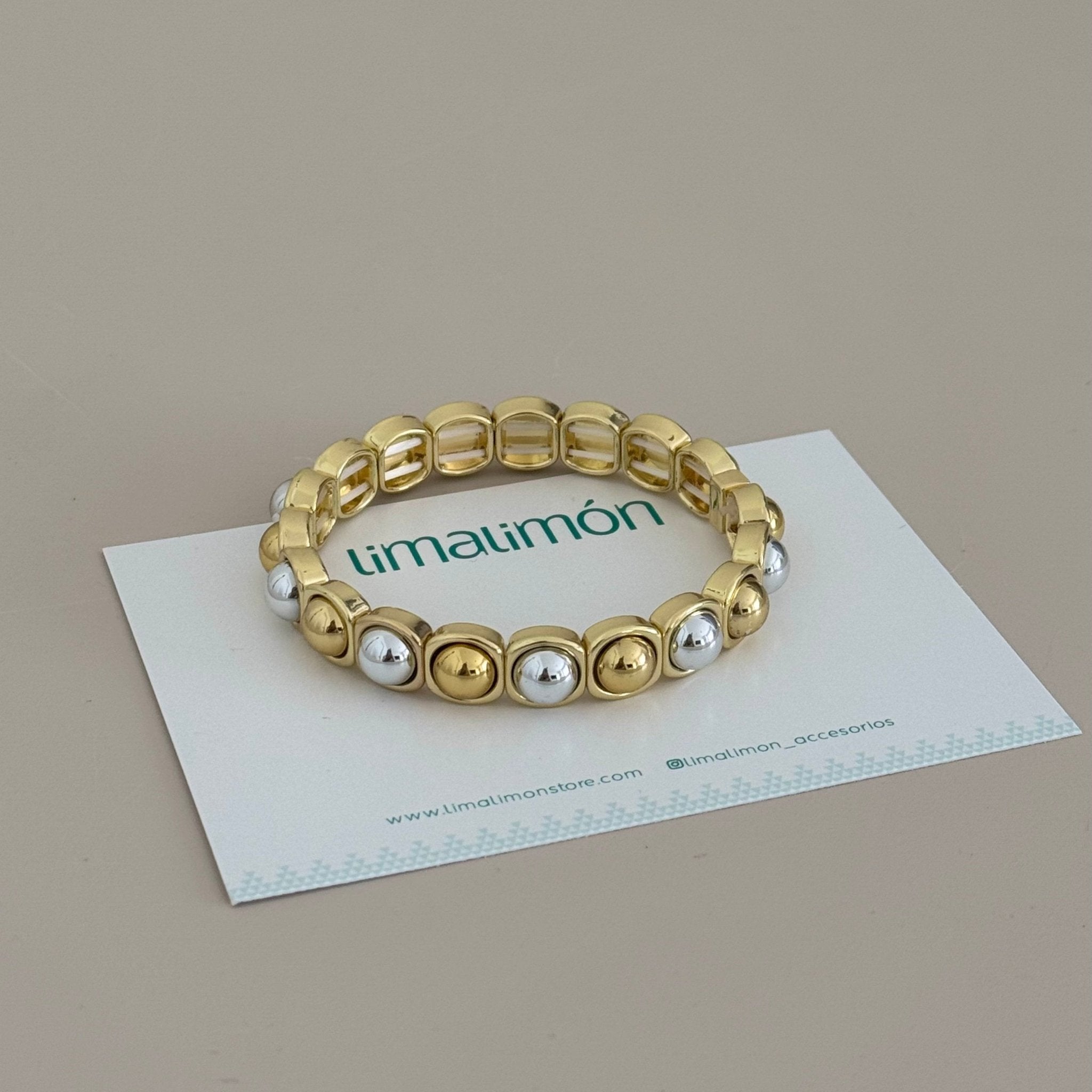 Metallic Capsule Stretch Bracelets ( Gold & Two Tone) - Bracelet | LimaLimón Store - 7
