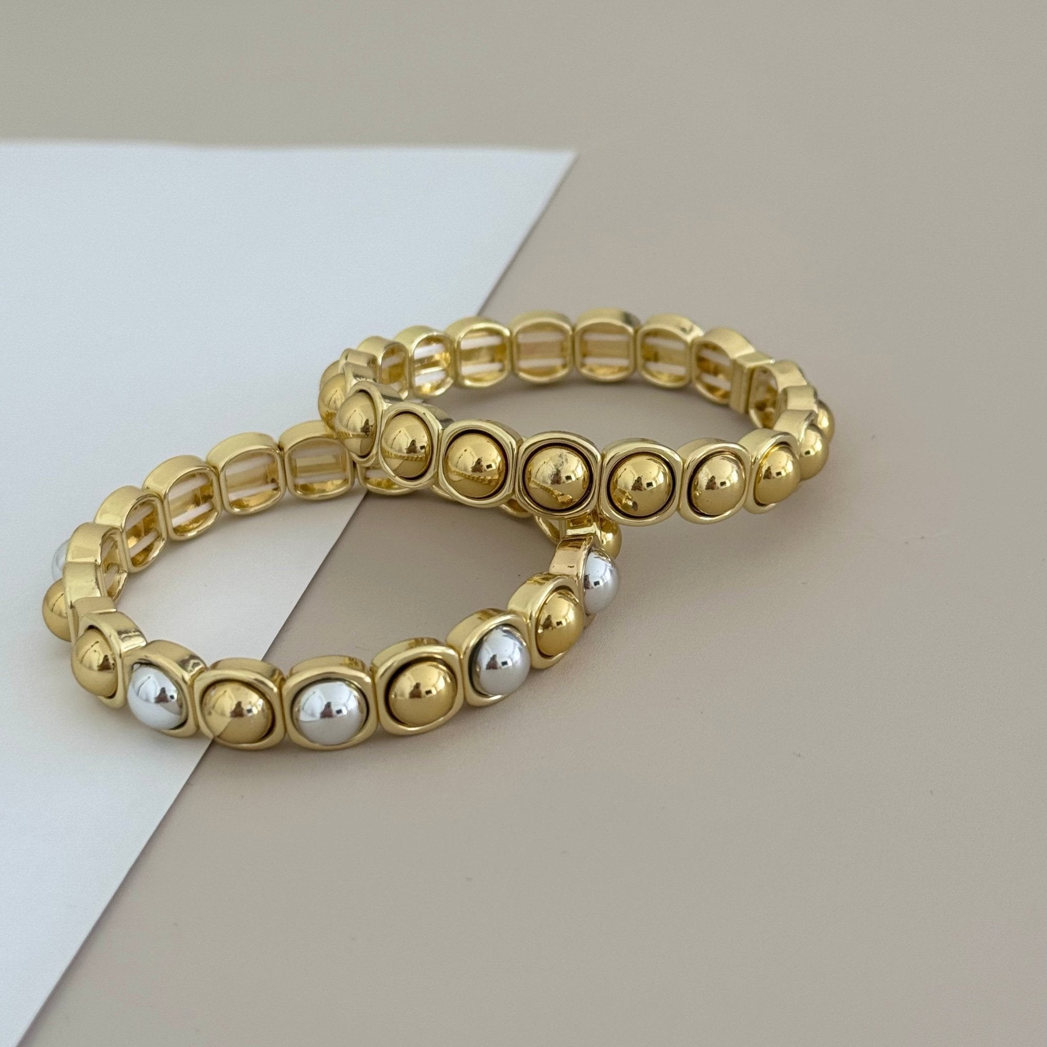 Metallic Capsule Stretch Bracelets ( Gold & Two Tone) - Bracelet | LimaLimón Store - 1