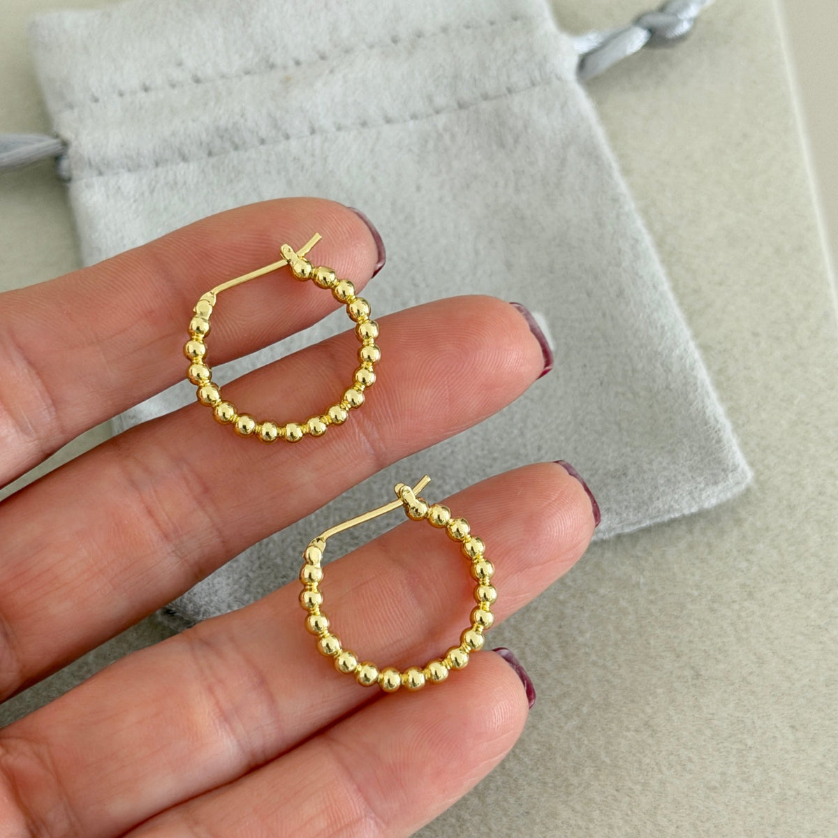 Beaded Gold Hoop Earrings - Earring | LimaLimón Store - 2