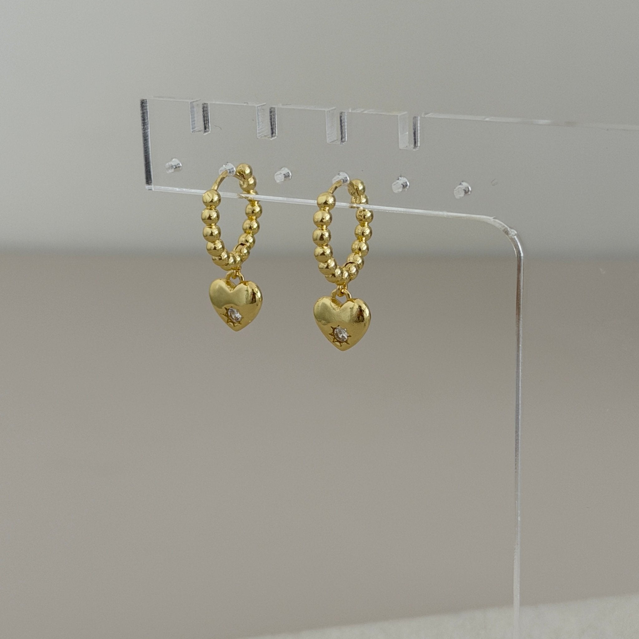 Beaded Heart Hoop Earrings - Earring | LimaLimón Store - 2