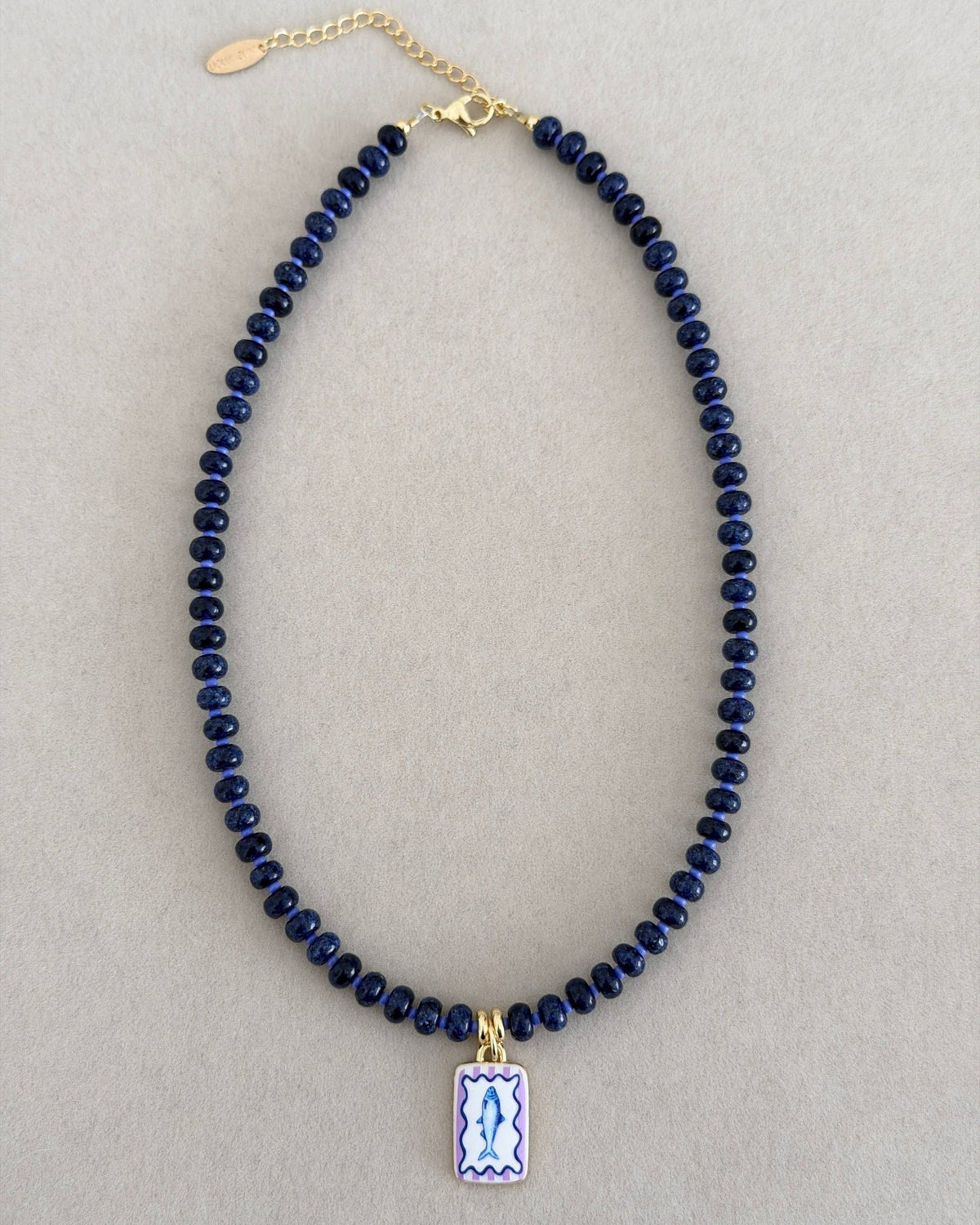 Blue Fish Charm Beaded Necklace - Necklaces | LimaLimón Store - 5