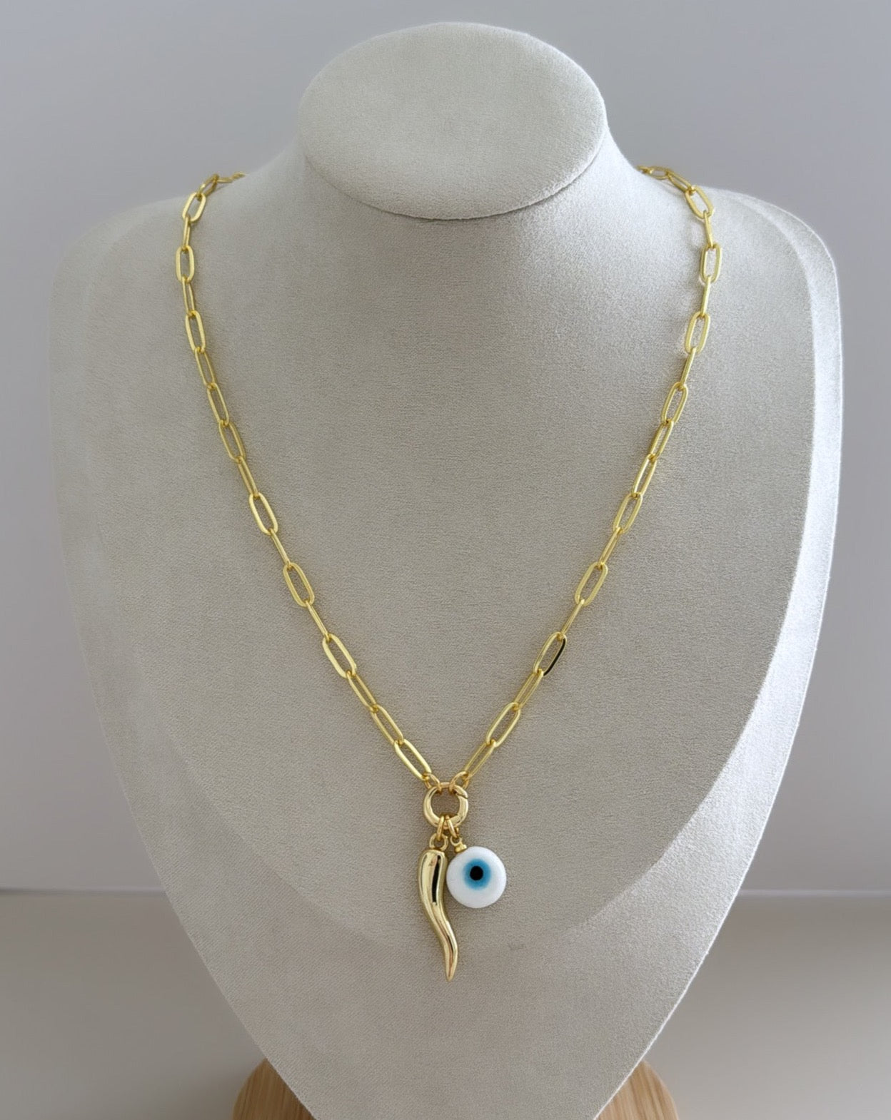 Charm and Evil Eye Necklace - Necklaces | LimaLimón Store - 1