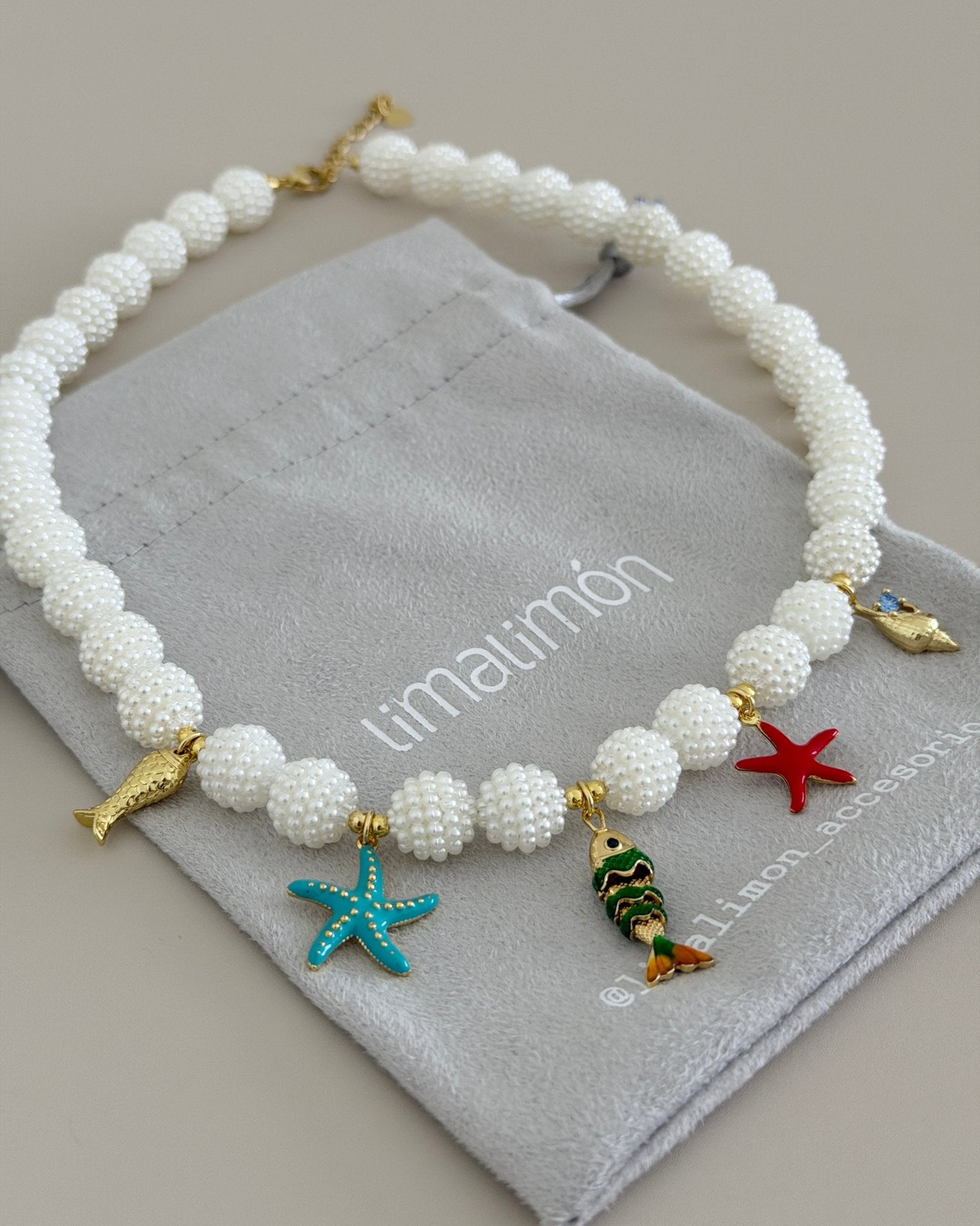 Coastal Charm Pearl Beaded Necklace - Necklaces | LimaLimón Store - 4