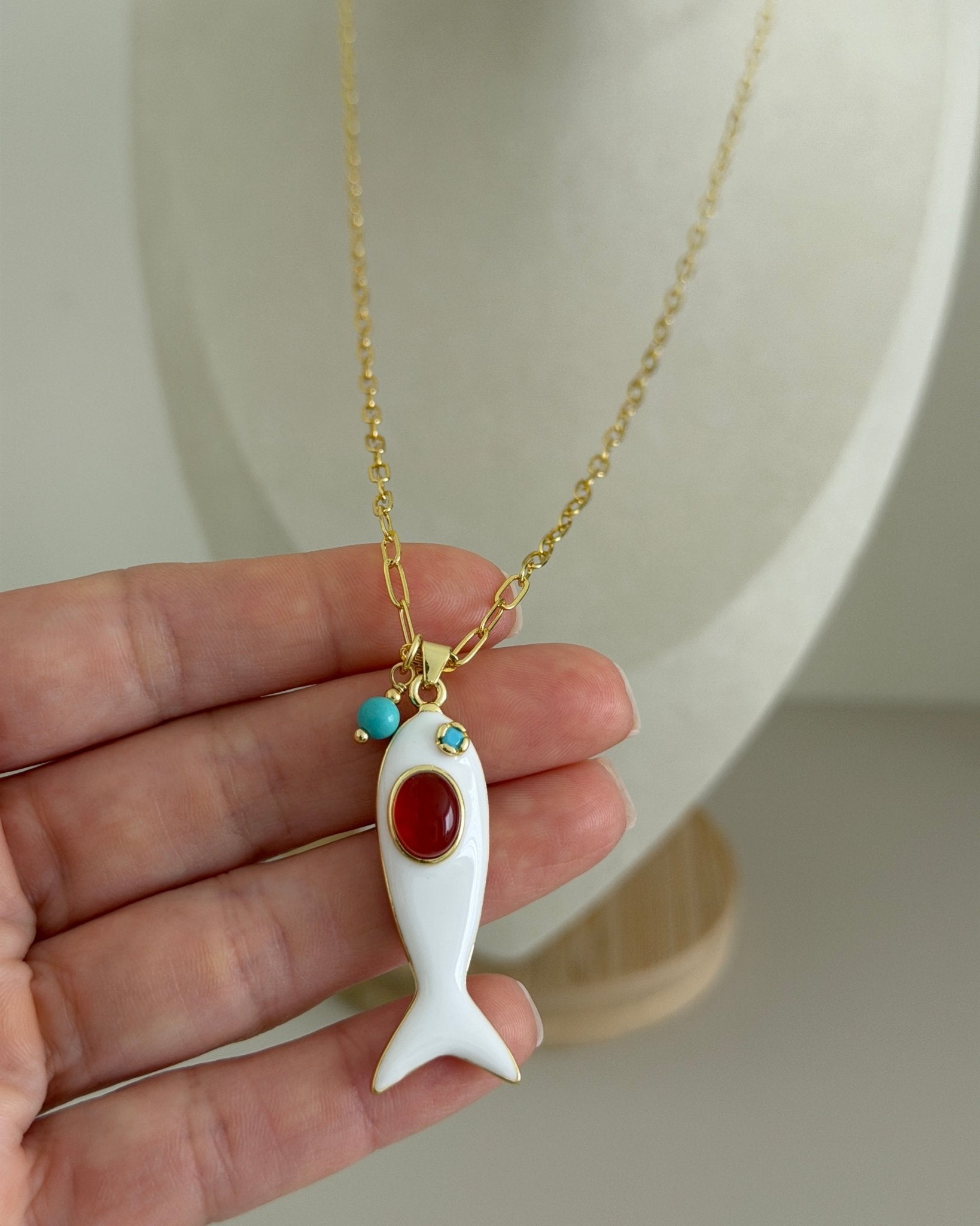 Coastal Fish Charm Long Necklace - Necklaces | LimaLimón Store - 3