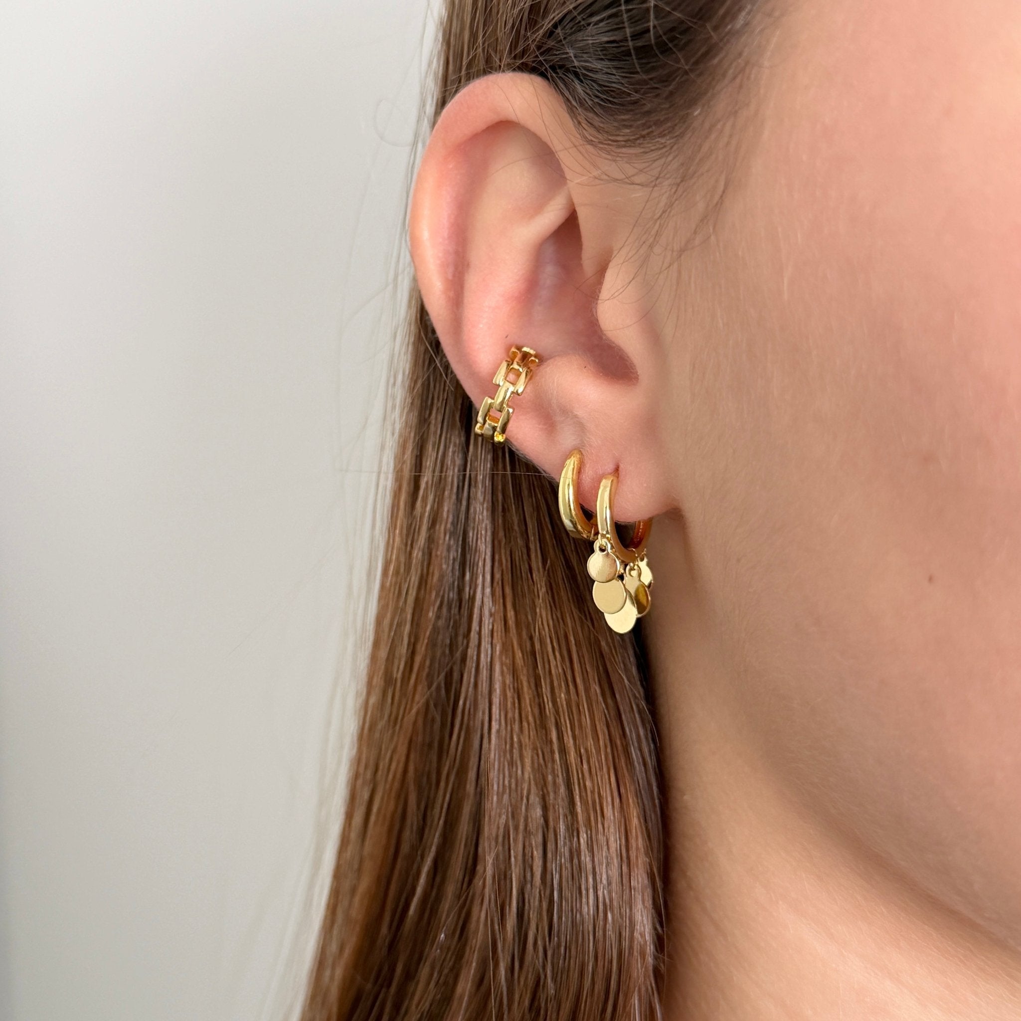 Coin Drop Hoop Earrings - Earring | LimaLimón Store - 2