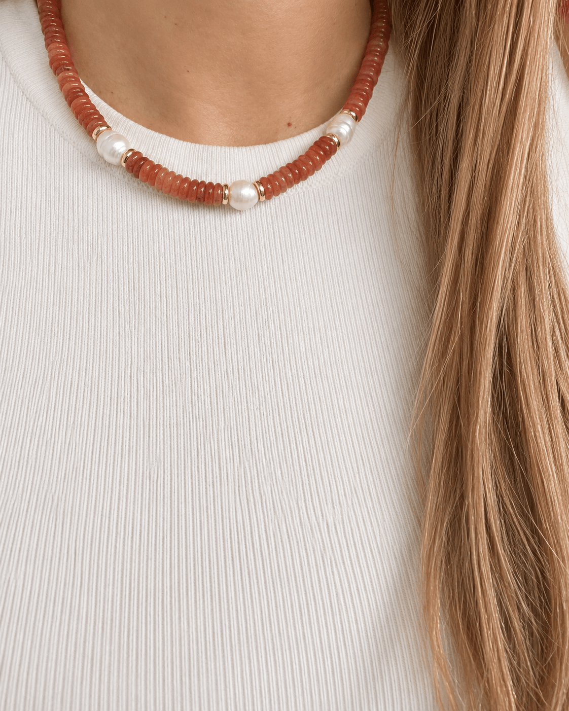 Coral & Pearl Beaded Choker - Necklace | LimaLimón Store - 2
