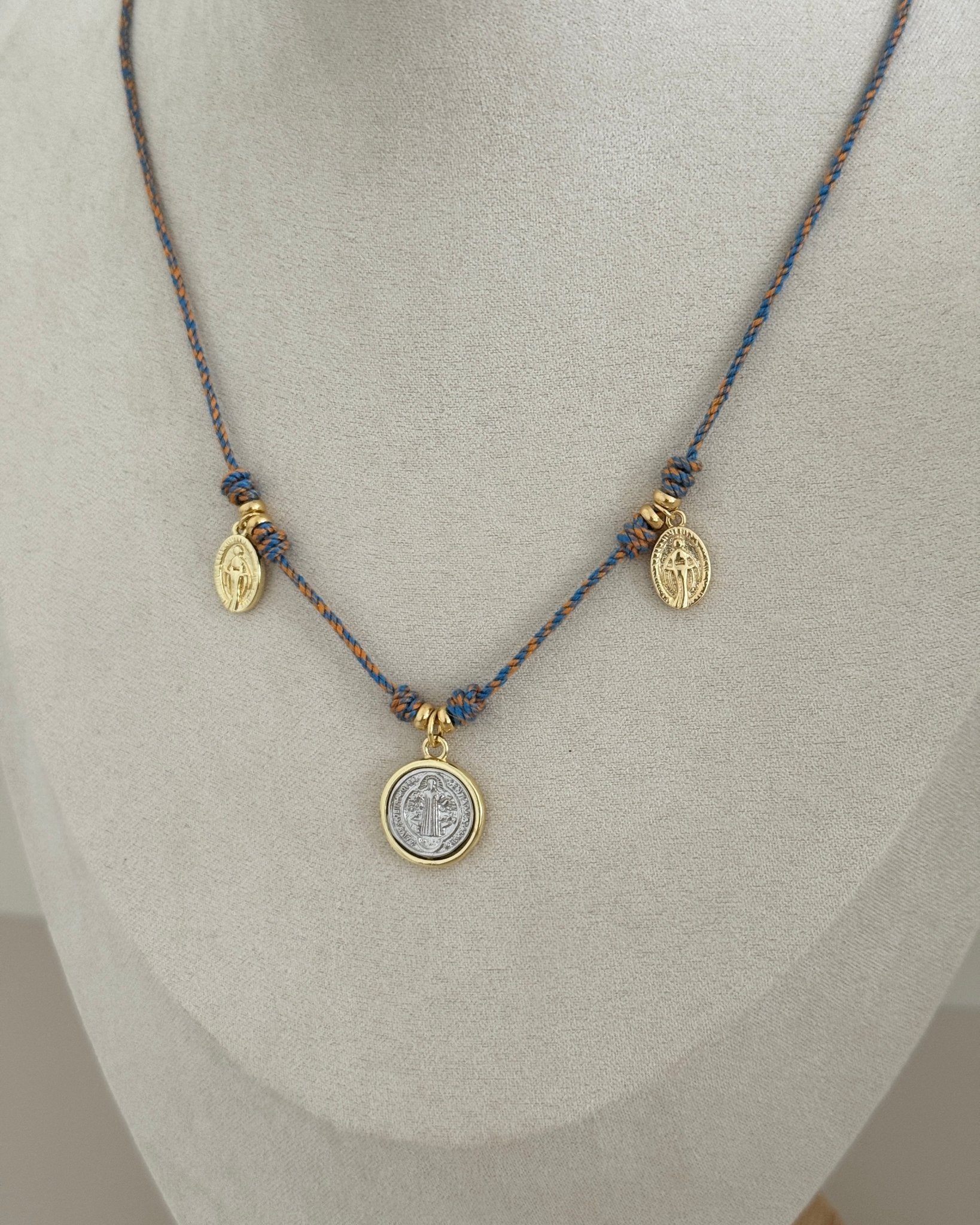 Cord Necklace with Saint Benedict - Necklace | LimaLimón Store - 4