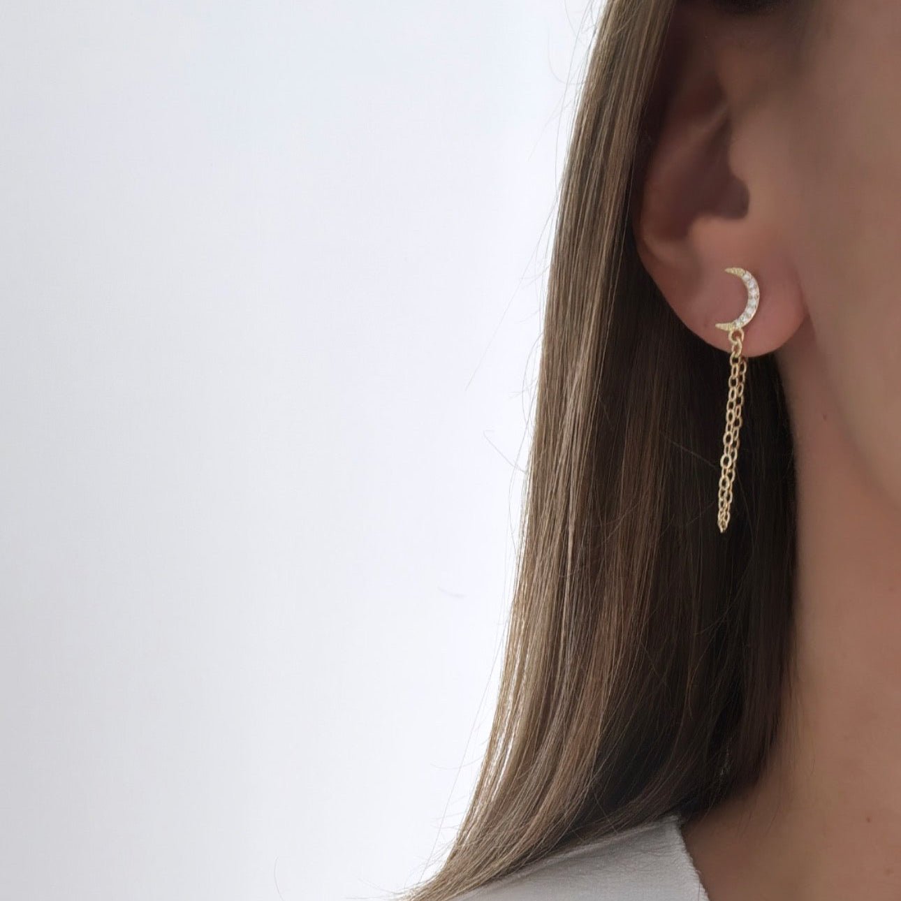 Crescent Drop Chain Earrings - Earring | LimaLimón Store - 3