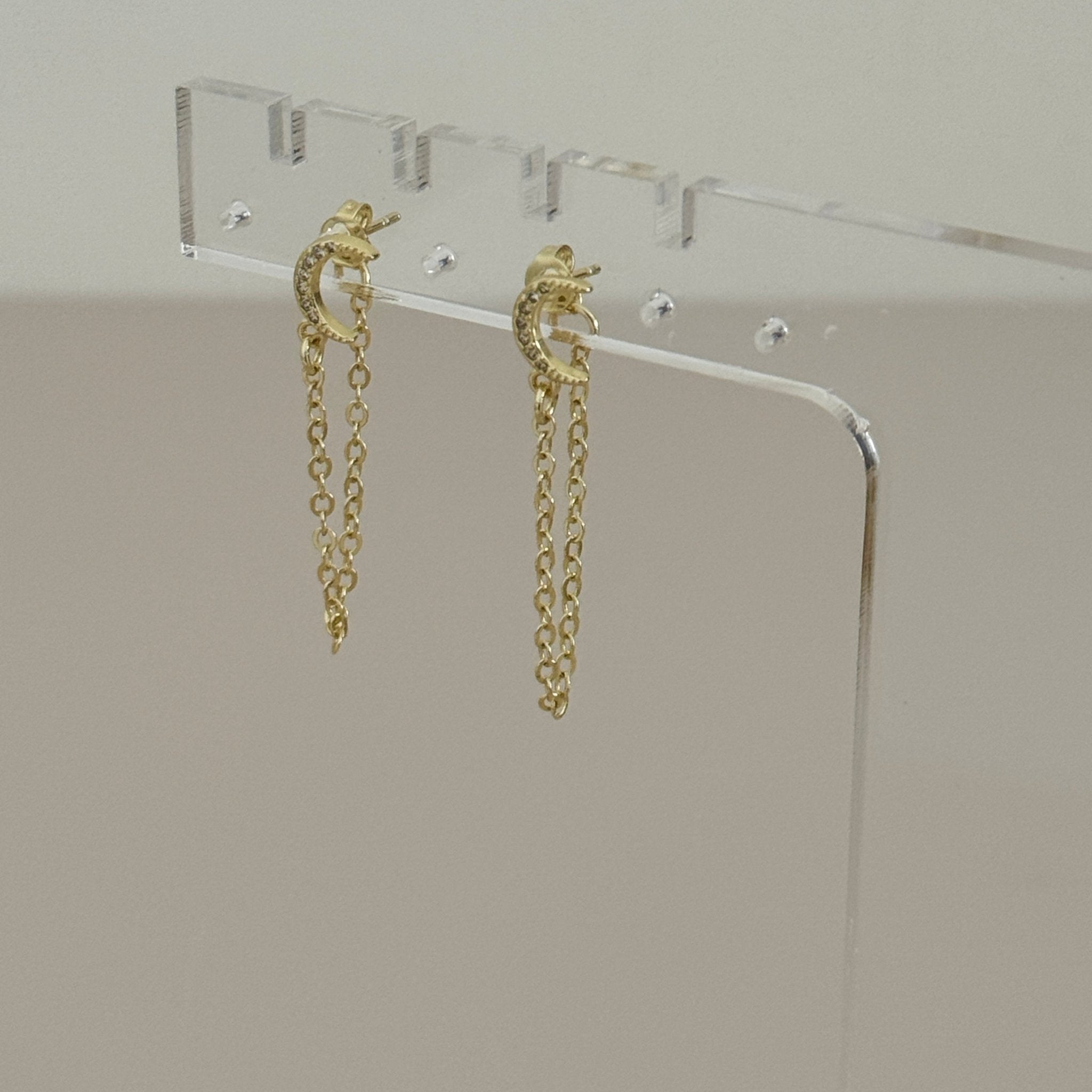Crescent Drop Chain Earrings - Earring | LimaLimón Store - 3