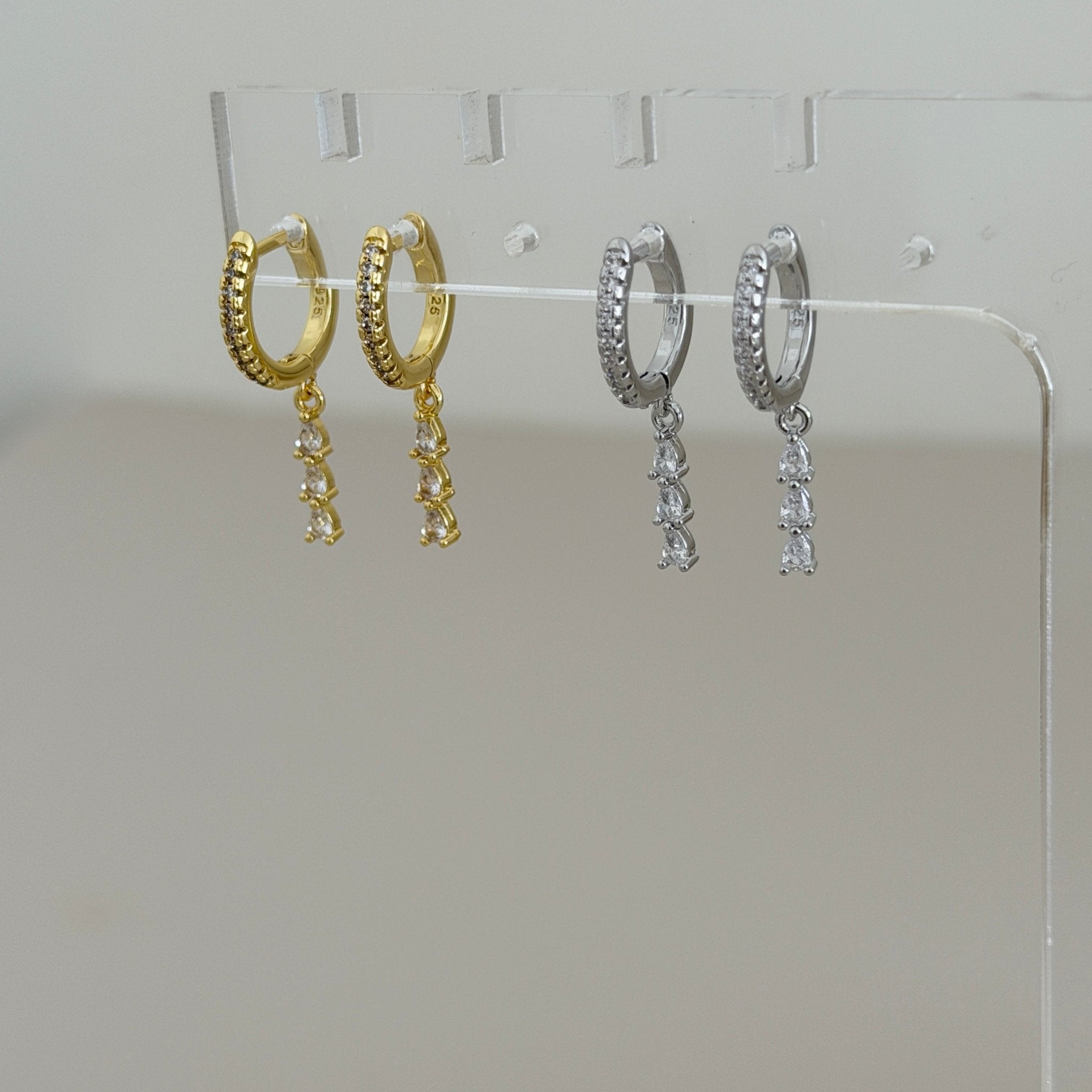 Crystal Drop Mini Hoop Earrings - Earring | LimaLimón Store - 4