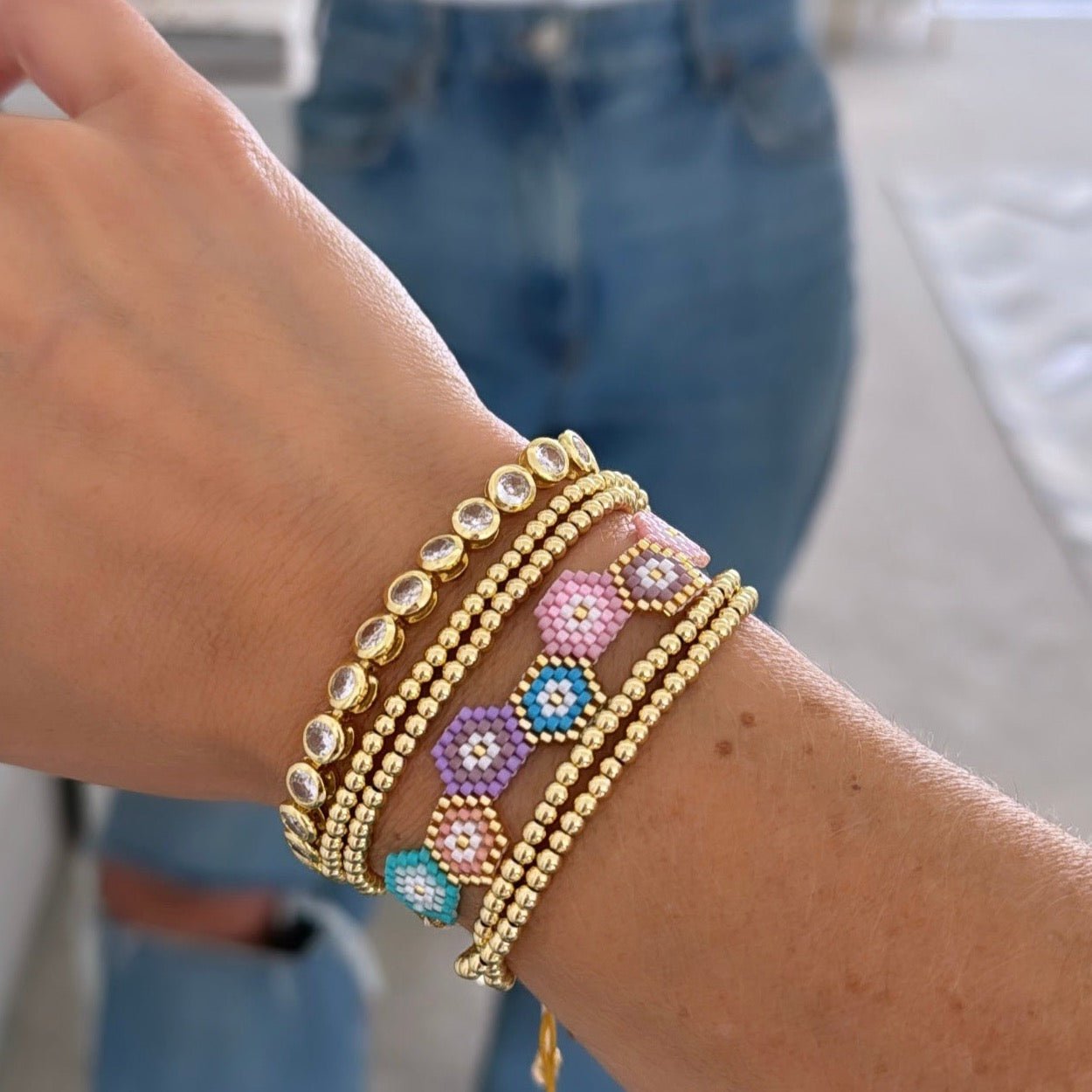 Double Bead Gold Bracelet - LimaLimón Store