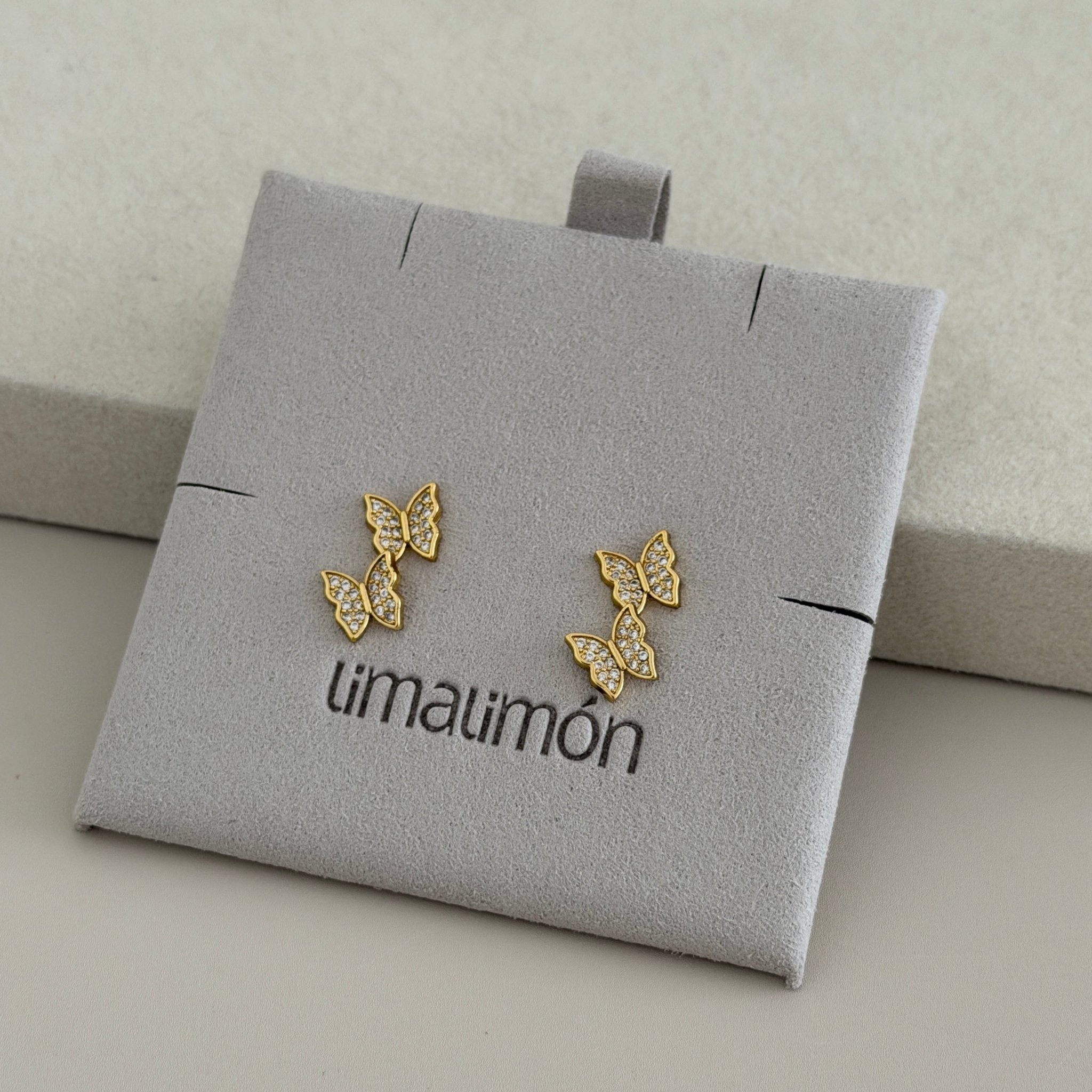 Double Butterfly Spark Stud Earrings - Earring | LimaLimón Store - 1