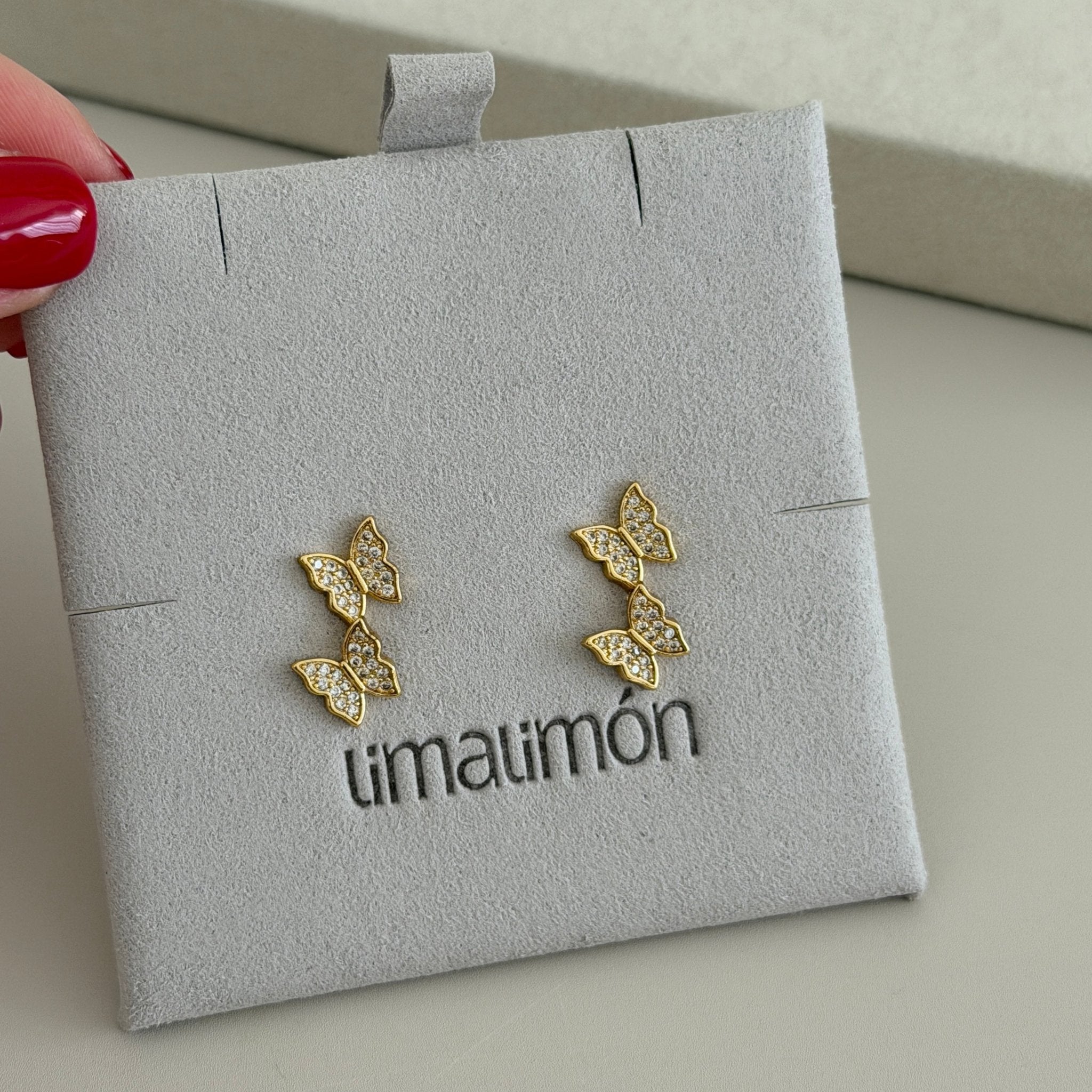 Double Butterfly Spark Stud Earrings - Earring | LimaLimón Store - 2