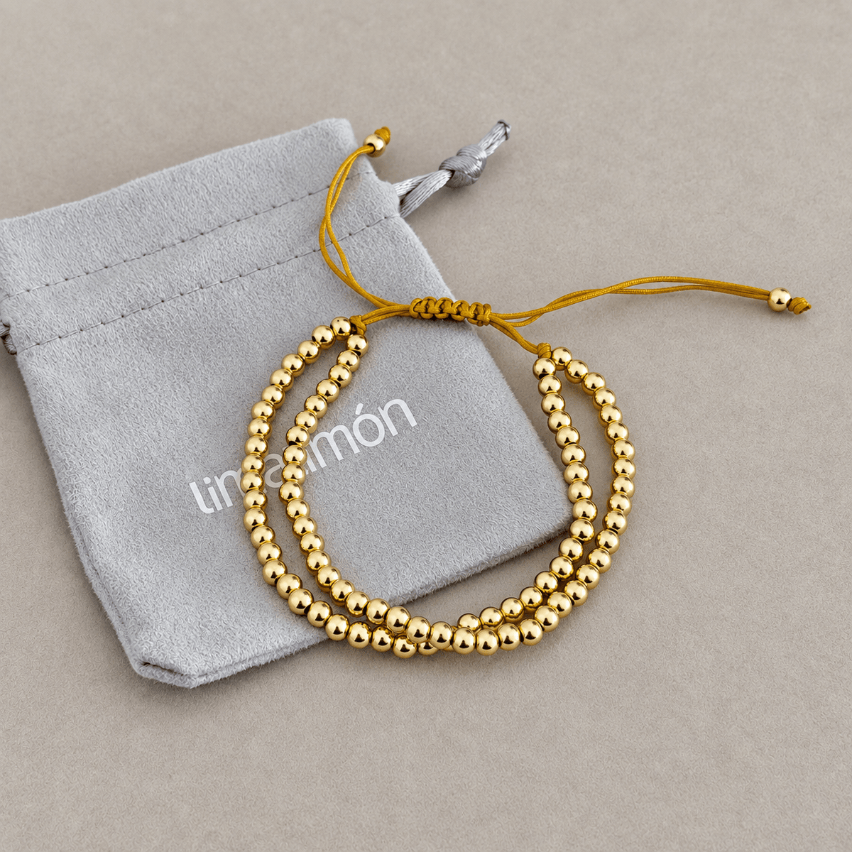 Double Gold Beaded Bracelet - Bracelets | LimaLimón Store - 3