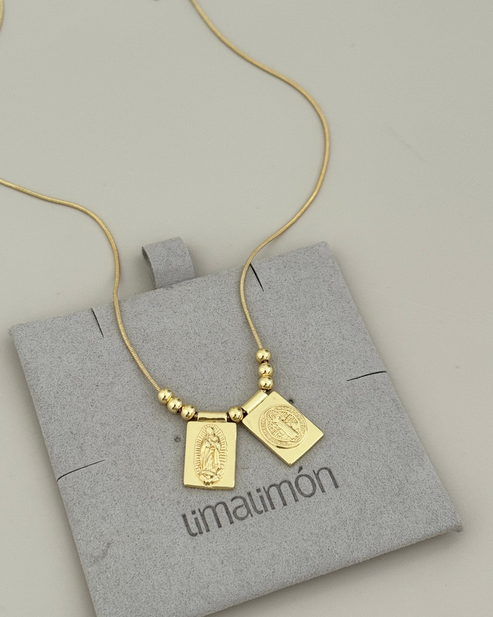 Double Religious Pendant Necklace - Necklace | LimaLimón Store - 3