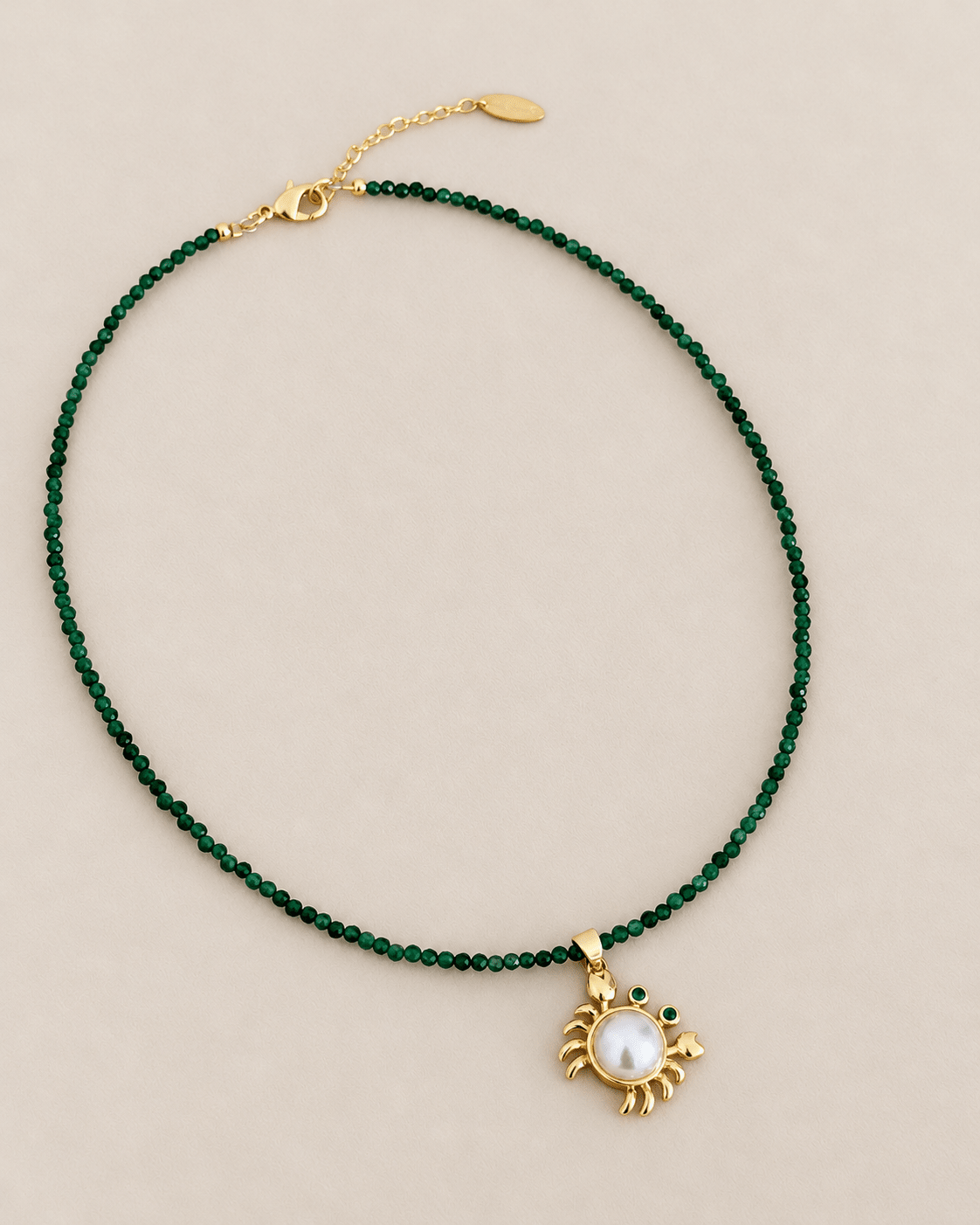 Emerald Crab Charm Necklace - Necklaces | LimaLimón Store - 1