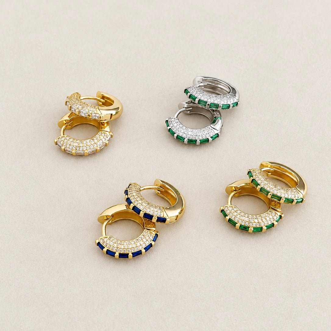 Emerald Pavé Huggie Earrings - Earring | LimaLimón Store - 1