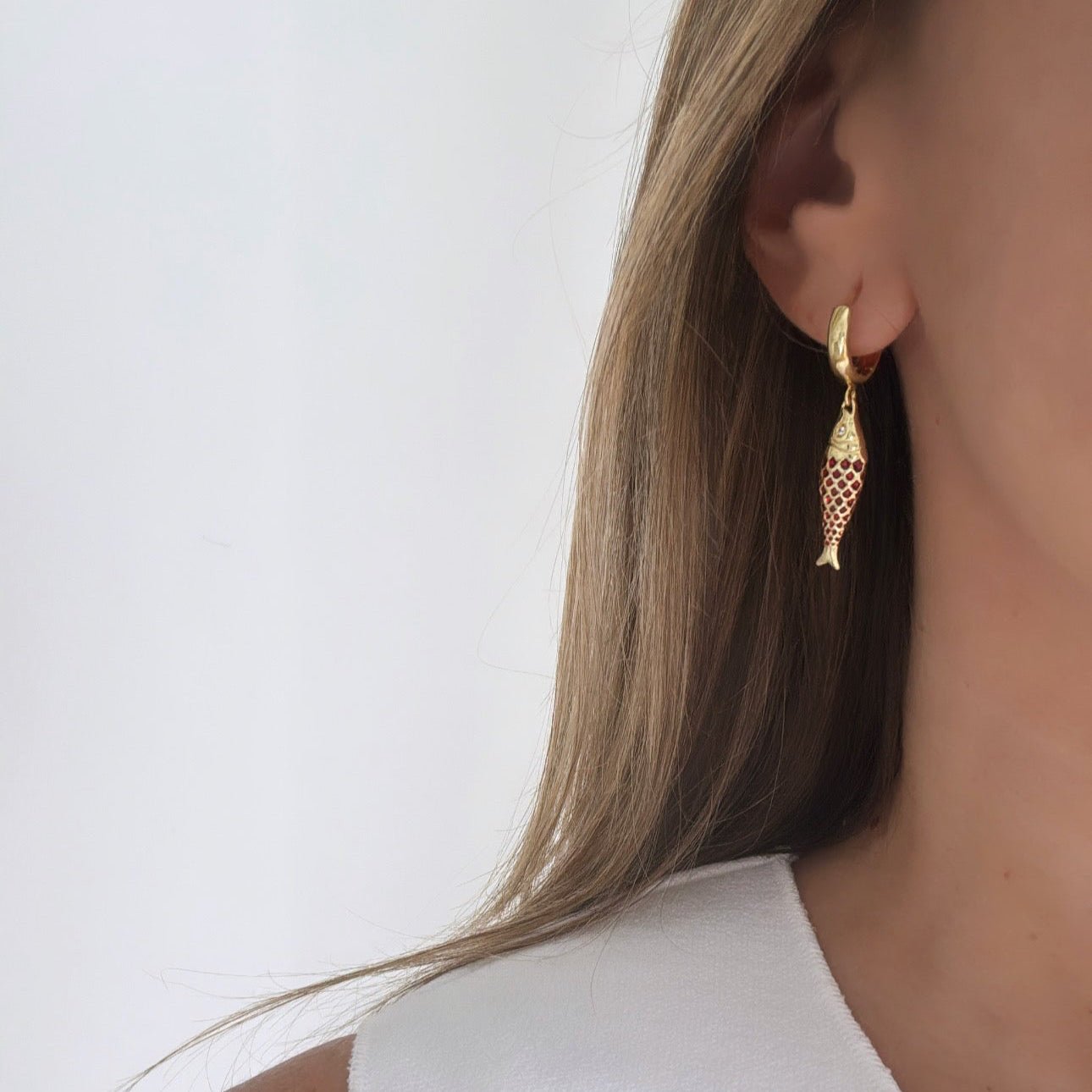 Enamel Fish Drop Earrings - Earring | LimaLimón Store - 3