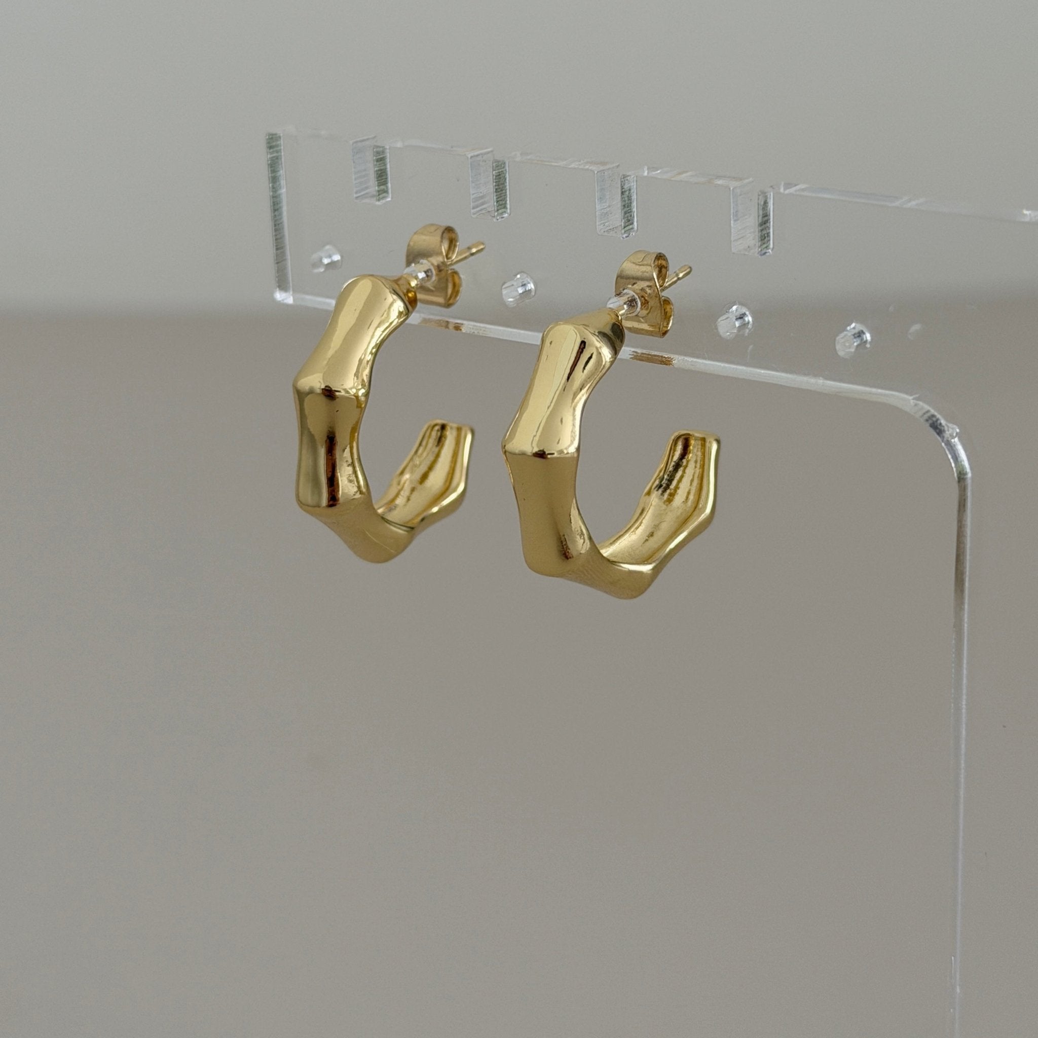 Facet Hoop Stud Earrings - Earring | LimaLimón Store - 2