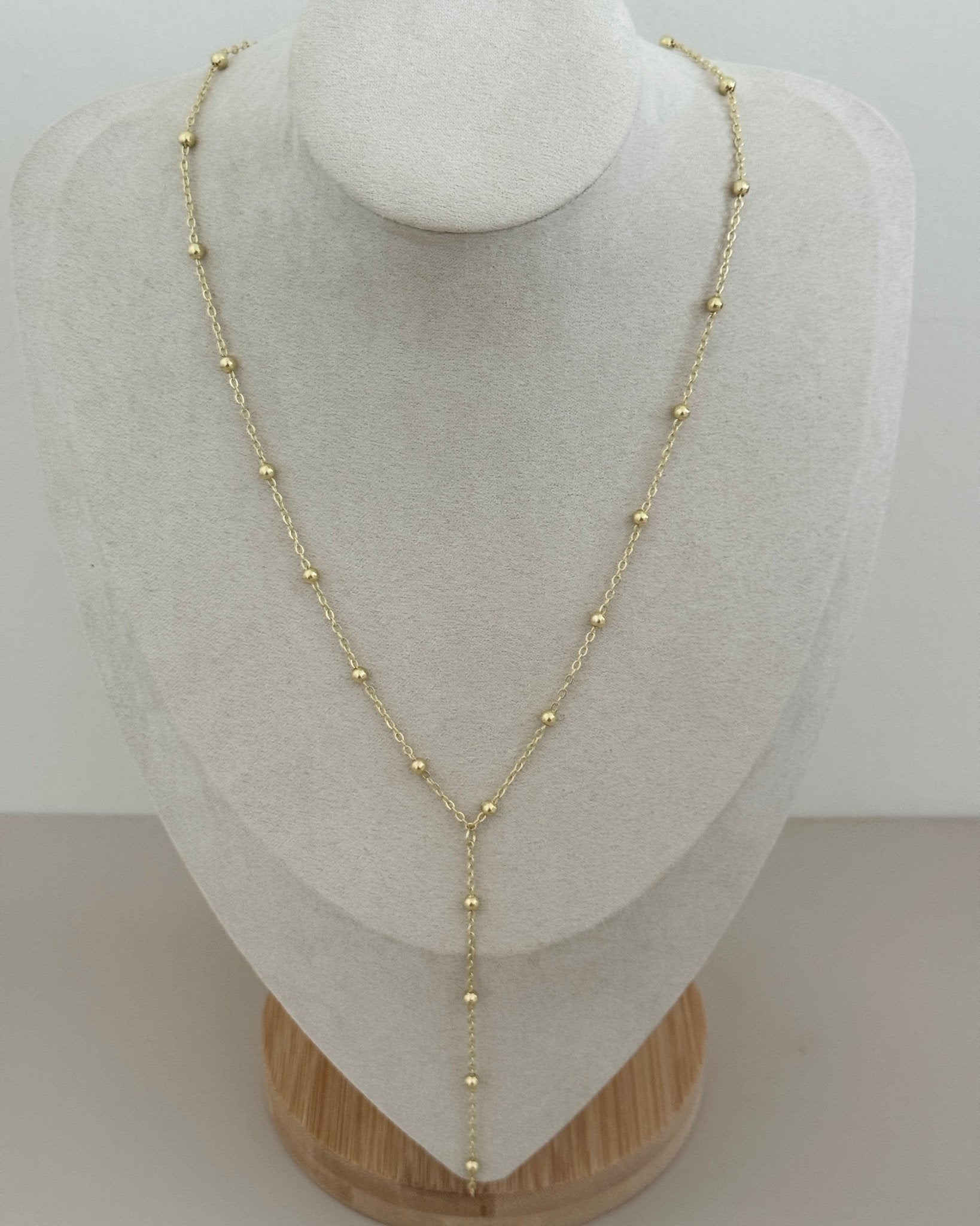 Gold Beaded Y - Lariat Necklace - Necklaces | LimaLimón Store - 4