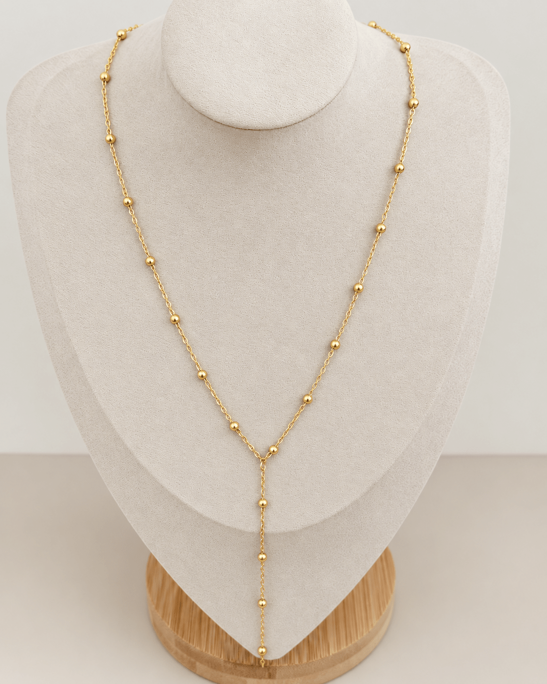 Gold Beaded Y-Lariat Necklace - Necklaces | LimaLimón Store - 2