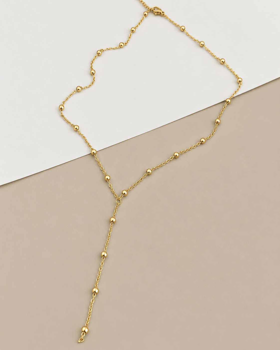 Gold Beaded Y-Lariat Necklace - Necklaces | LimaLimón Store - 1