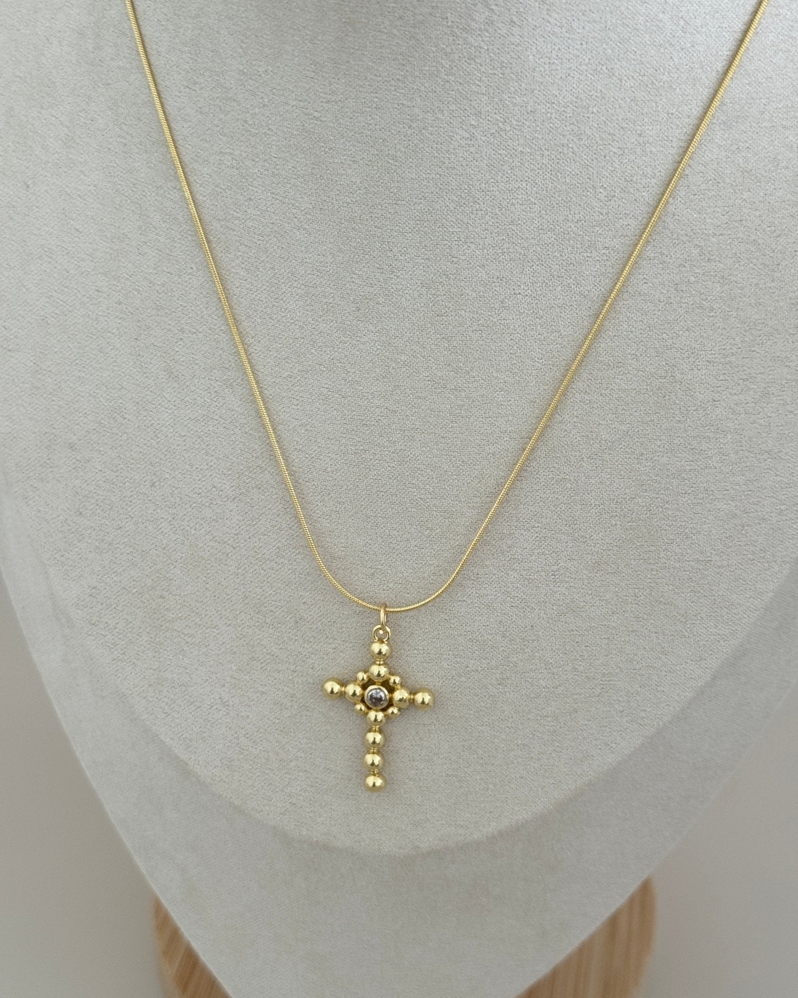 Gold Bubble Cross Necklace - Necklaces | LimaLimón Store - 3
