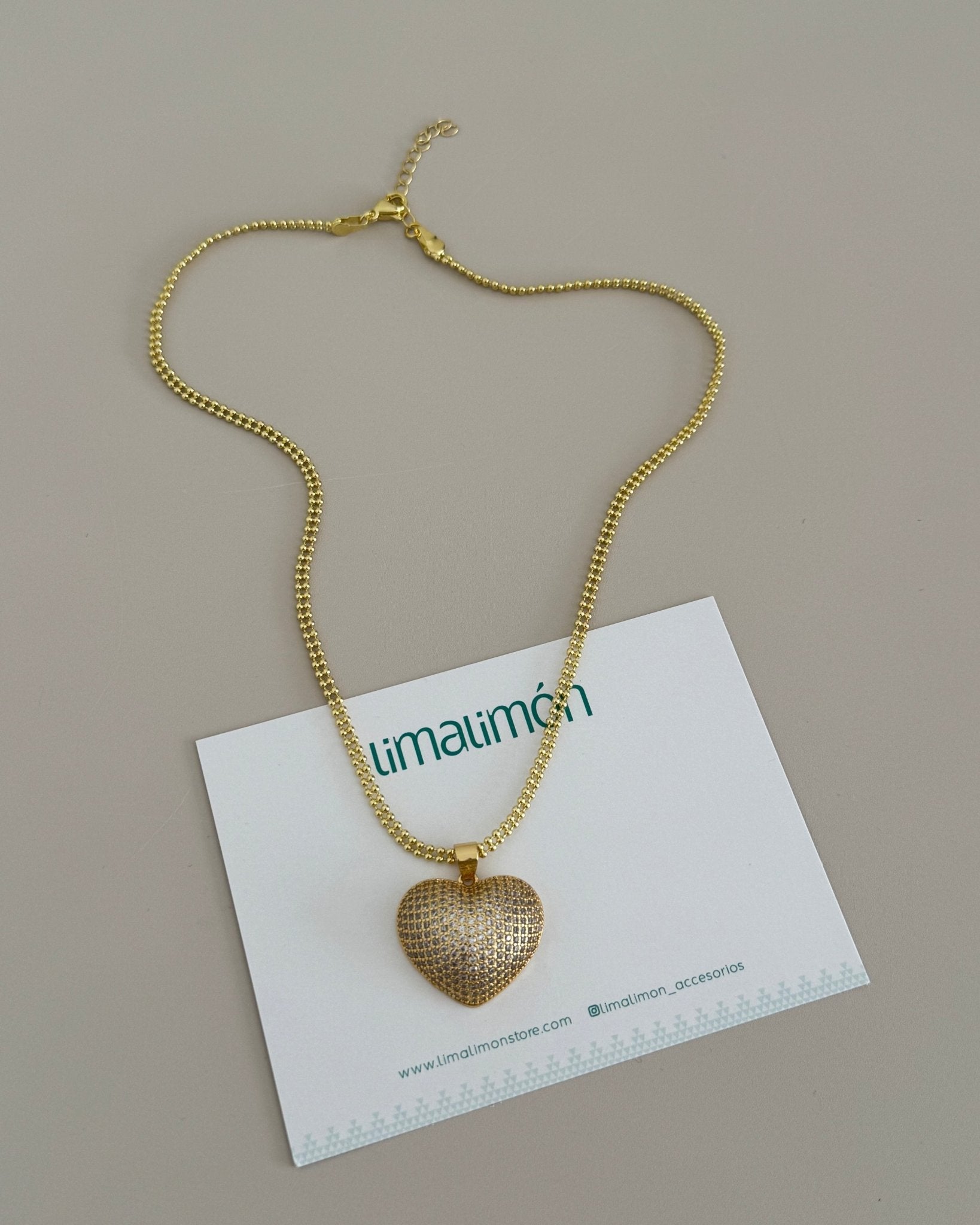 Gold Heart Necklace - Necklaces | LimaLimón Store - 4