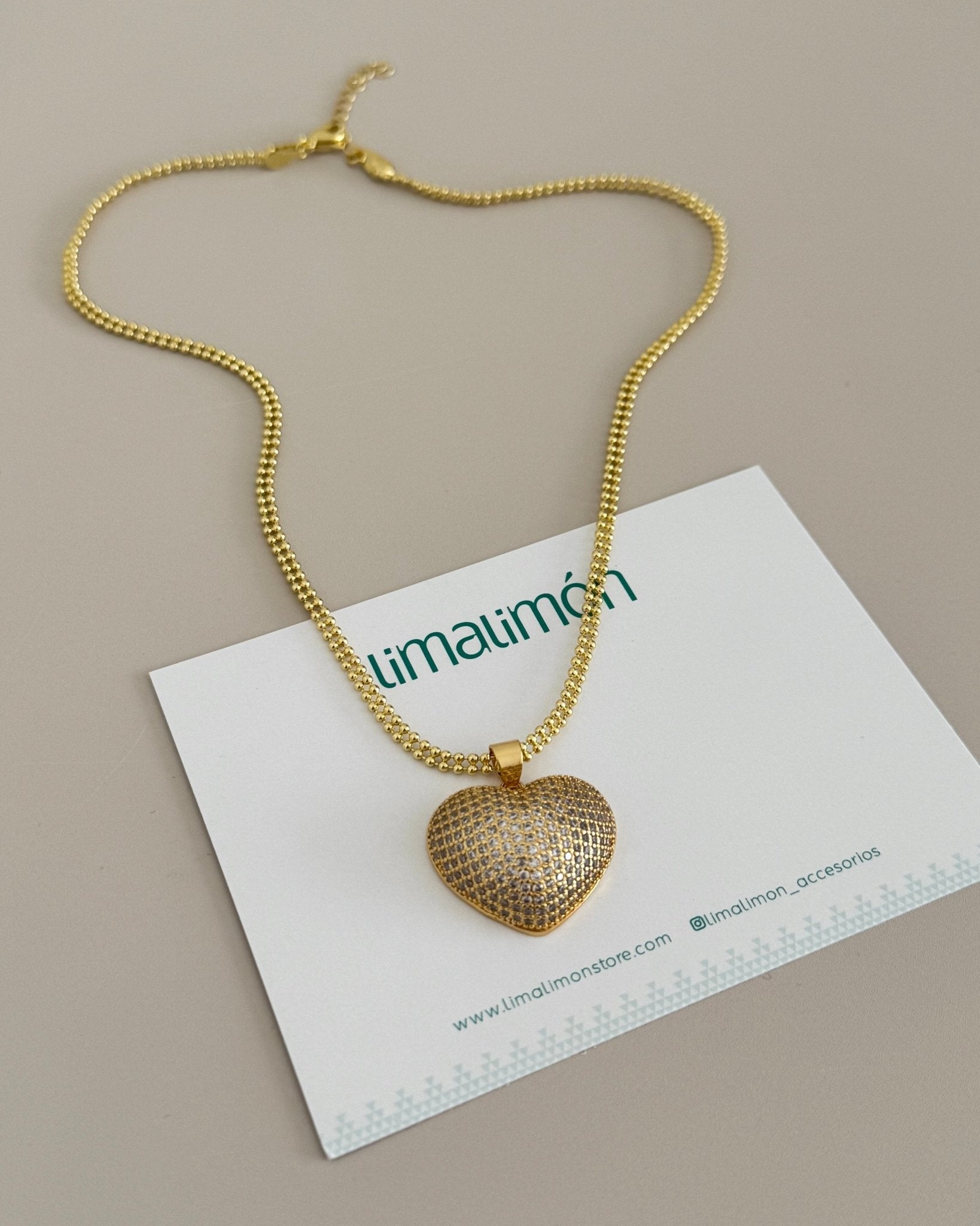 Gold Heart Necklace - Necklaces | LimaLimón Store - 5