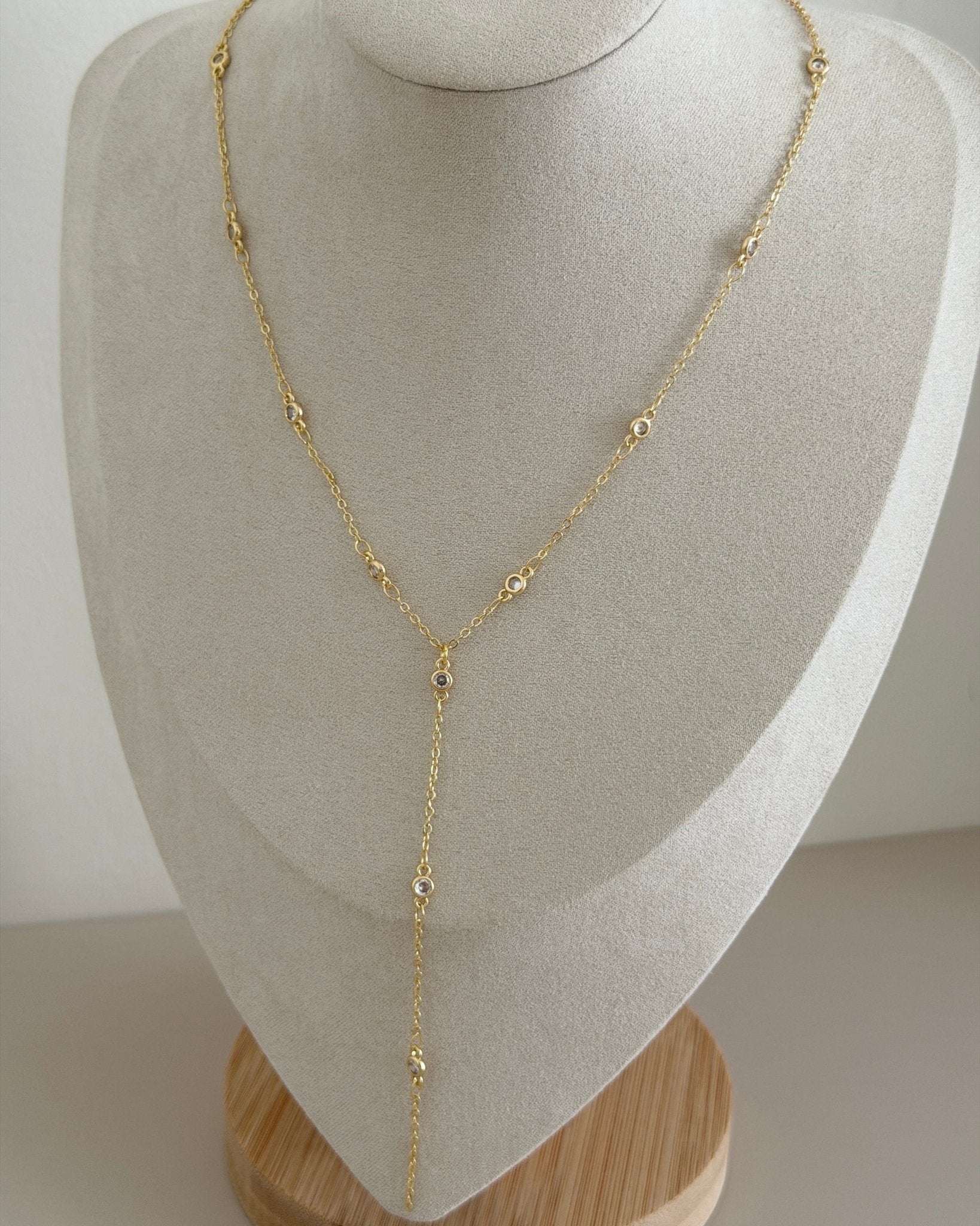 Golden Drop Y Necklace - Necklaces | LimaLimón Store - 2