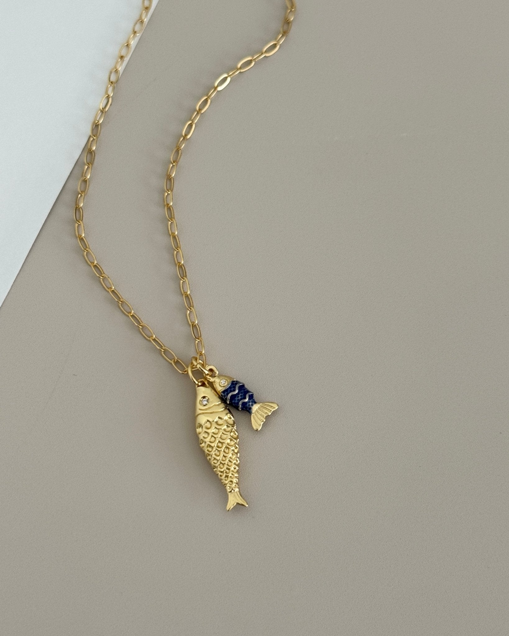 Golden Fish & Tail Charm Necklace - Necklaces | LimaLimón Store - 5