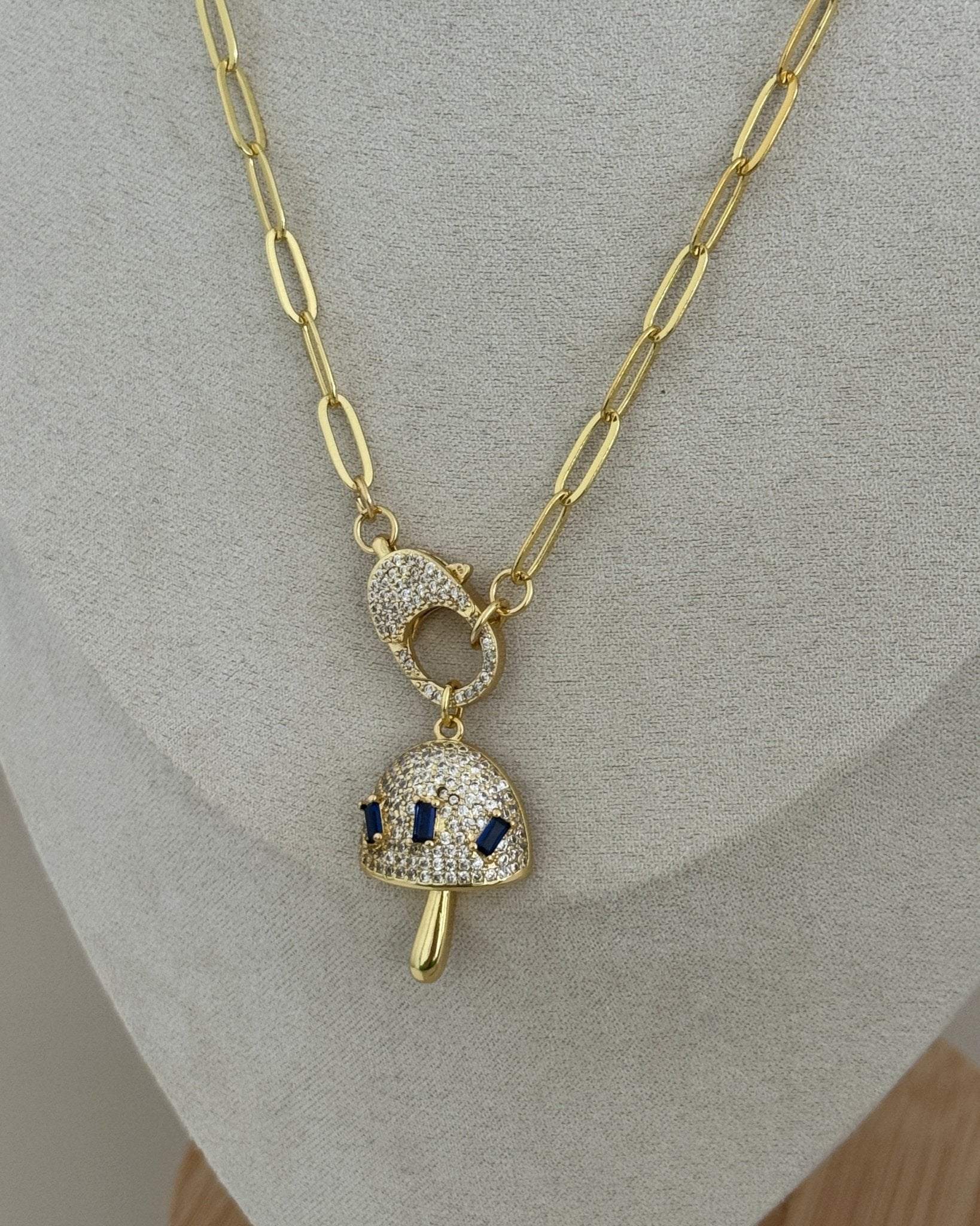 Golden Mushroom Charm Necklace - Necklaces | LimaLimón Store - 5
