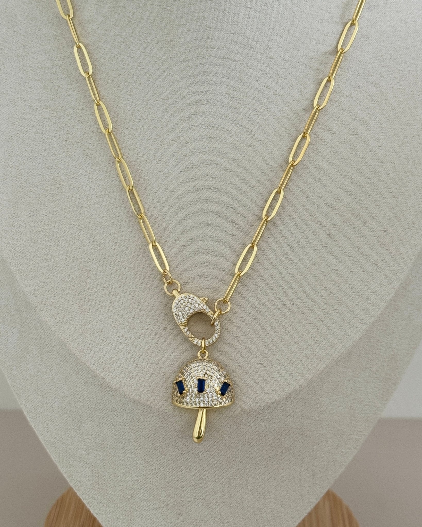 Golden Mushroom Charm Necklace - Necklaces | LimaLimón Store - 4