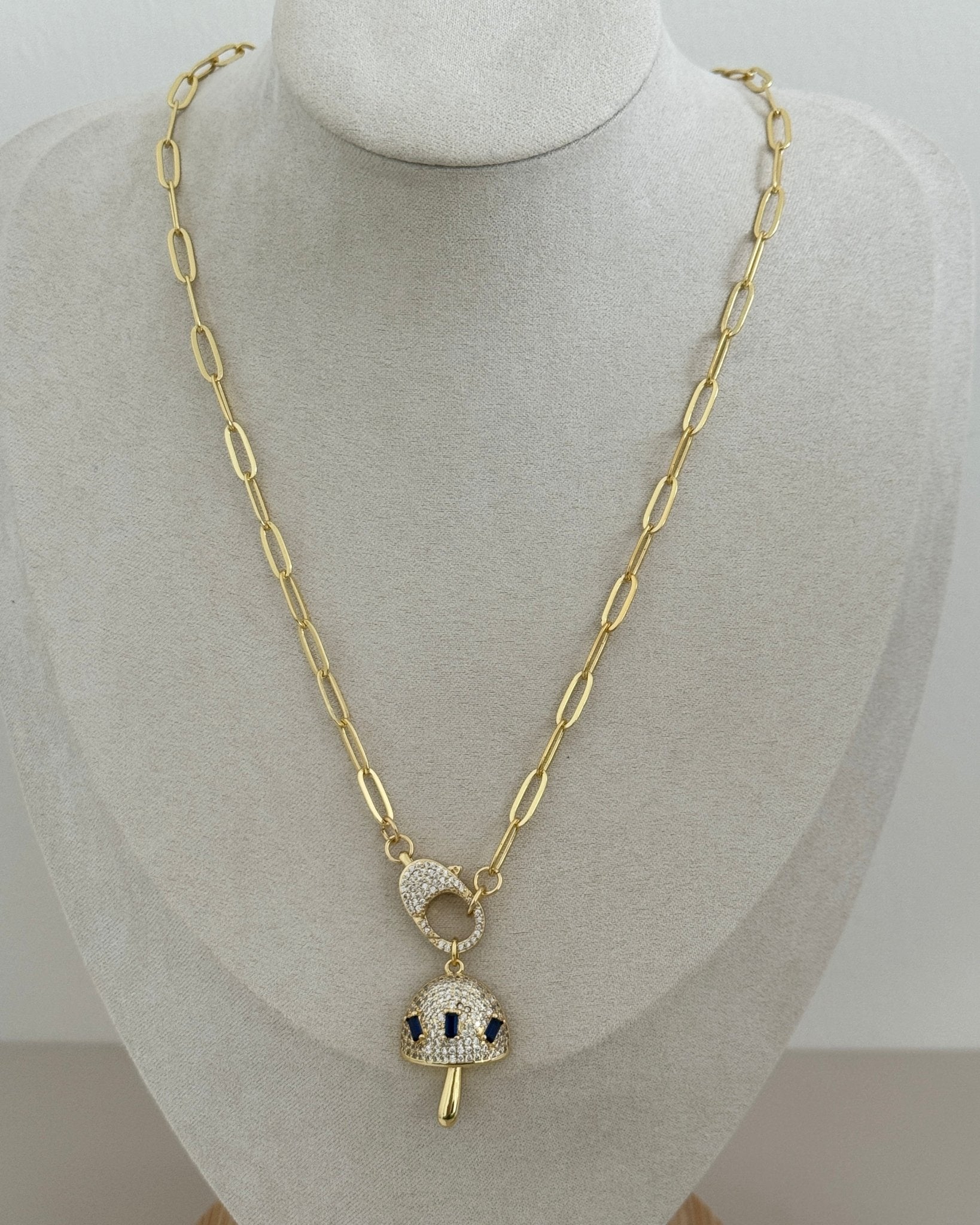 Golden Mushroom Charm Necklace - Necklaces | LimaLimón Store - 3