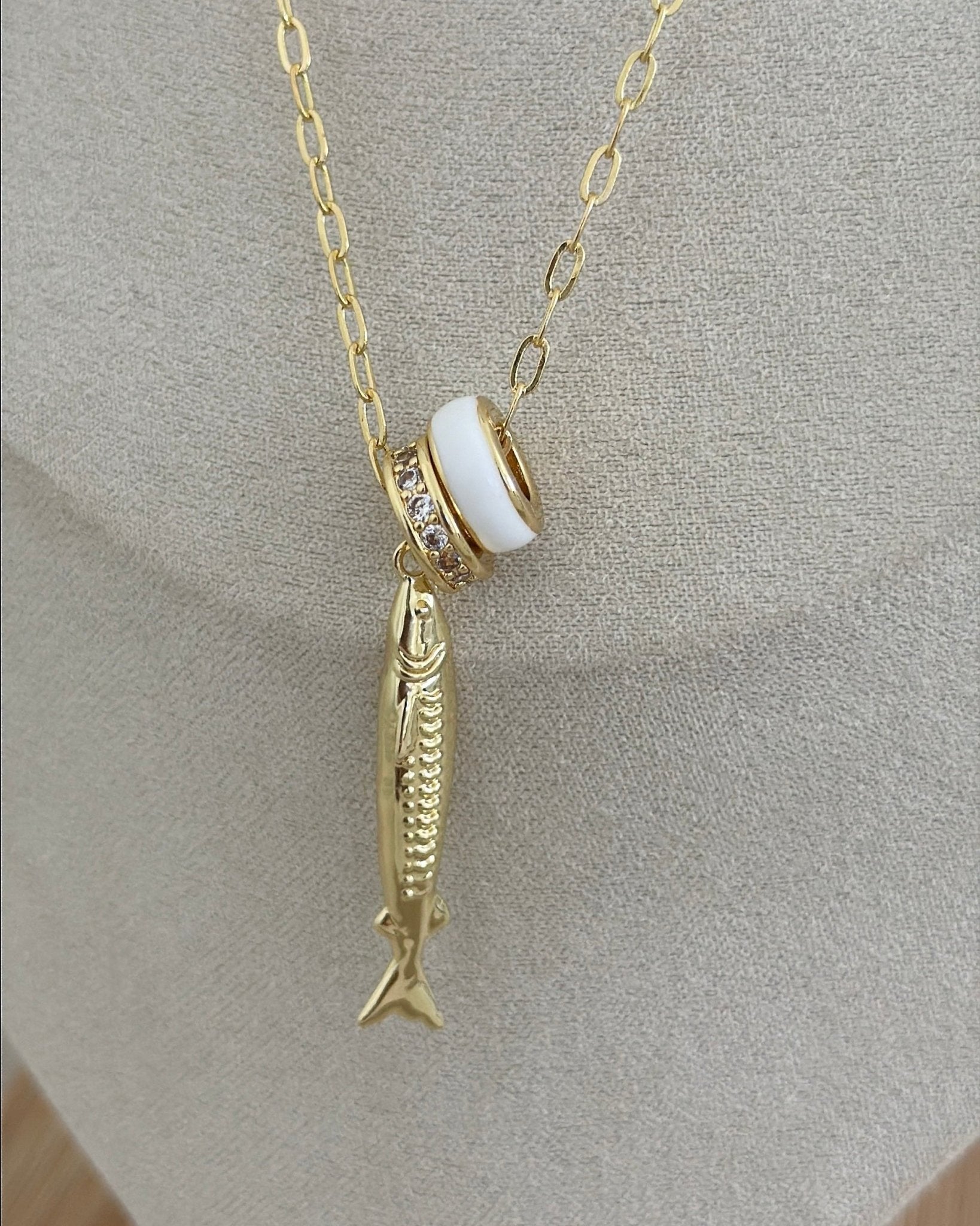 Golden Sardine Charm Necklace - Necklaces | LimaLimón Store - 2