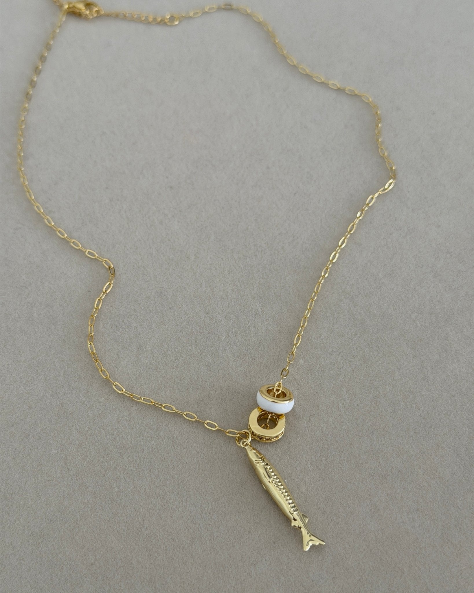 Golden Sardine Charm Necklace - Necklaces | LimaLimón Store - 1