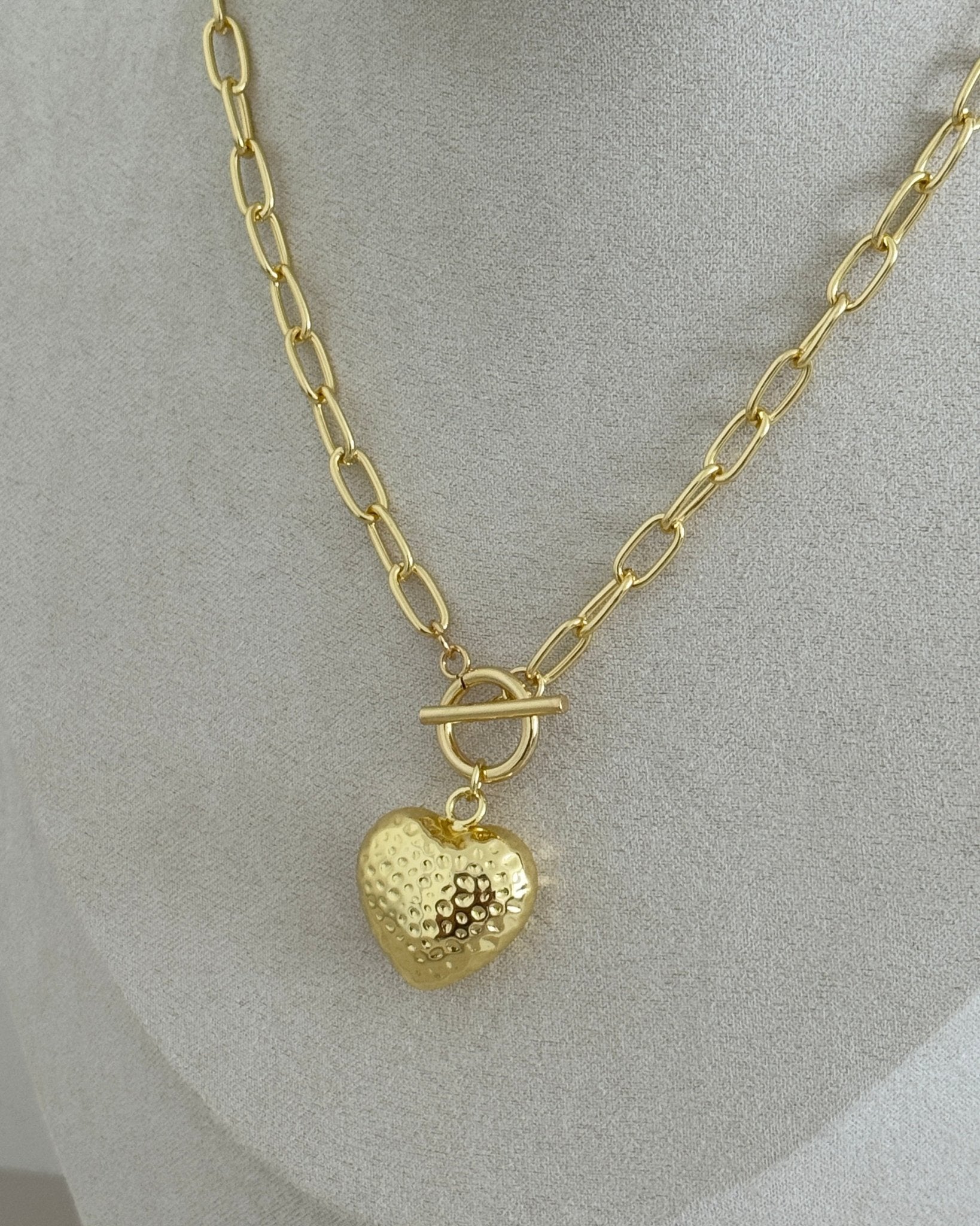 Hammered Heart Chain Necklace - Necklaces | LimaLimón Store - 3