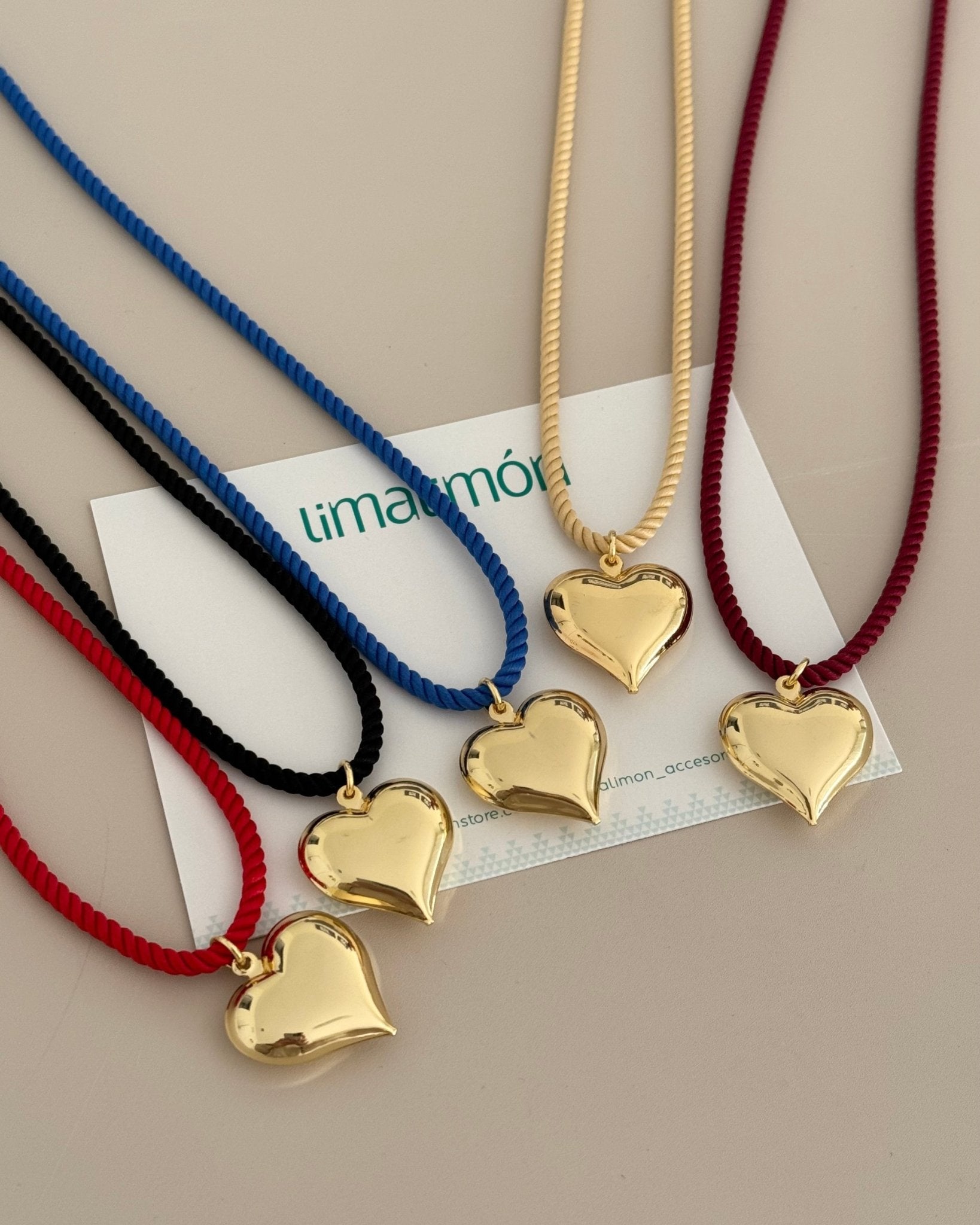 Heart Cord Necklace - Necklaces | LimaLimón Store - 1