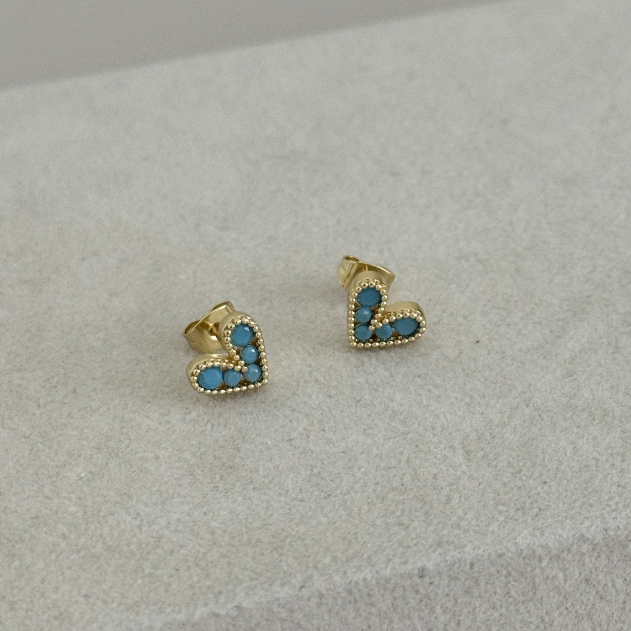Heart Gemstone Stud Earrings – Multi - Color Variants - Earring | LimaLimón Store - 5