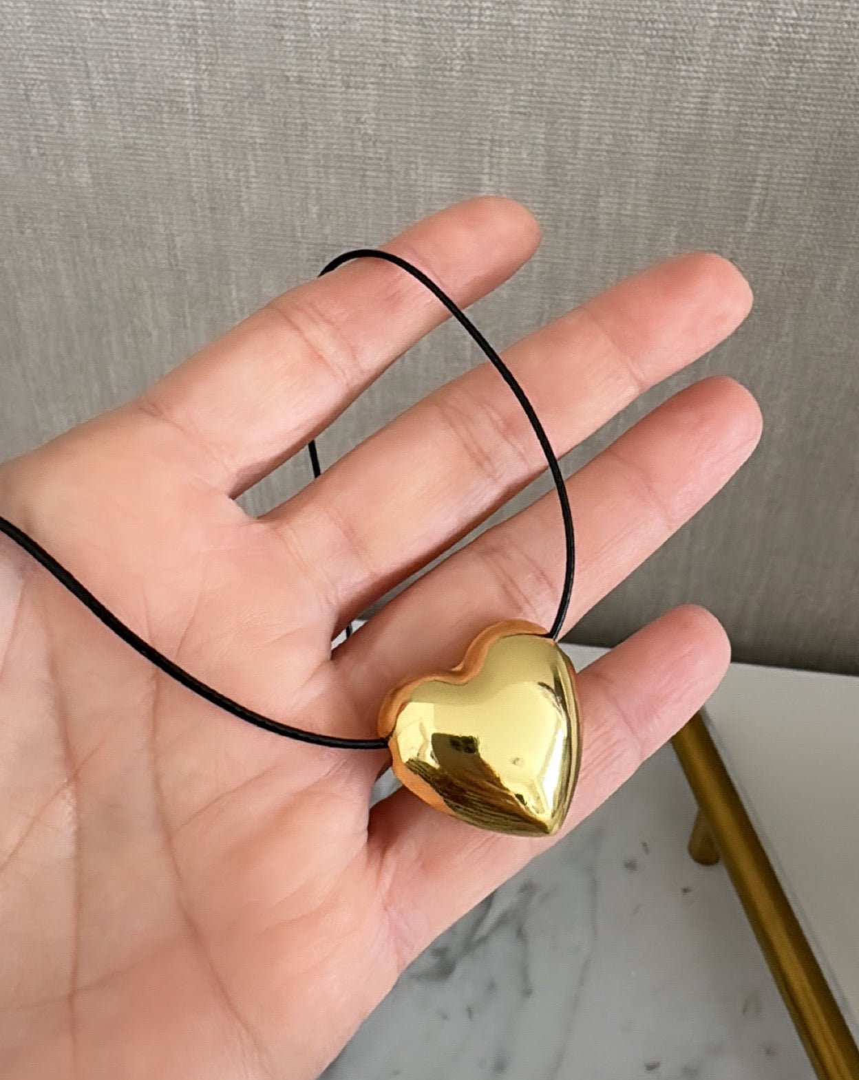 Heart Gold Cord Necklace - Necklaces | LimaLimón Store - 5