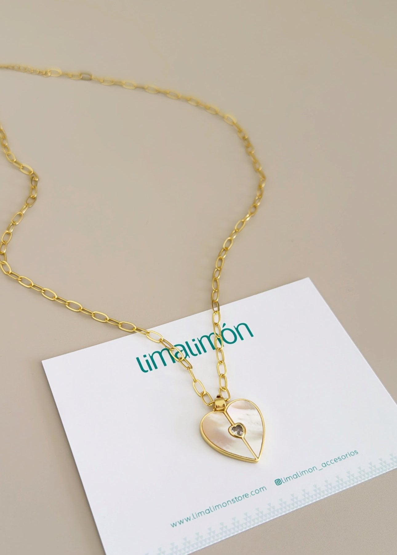 Heart Nacre Necklace - Necklaces | LimaLimón Store - 9